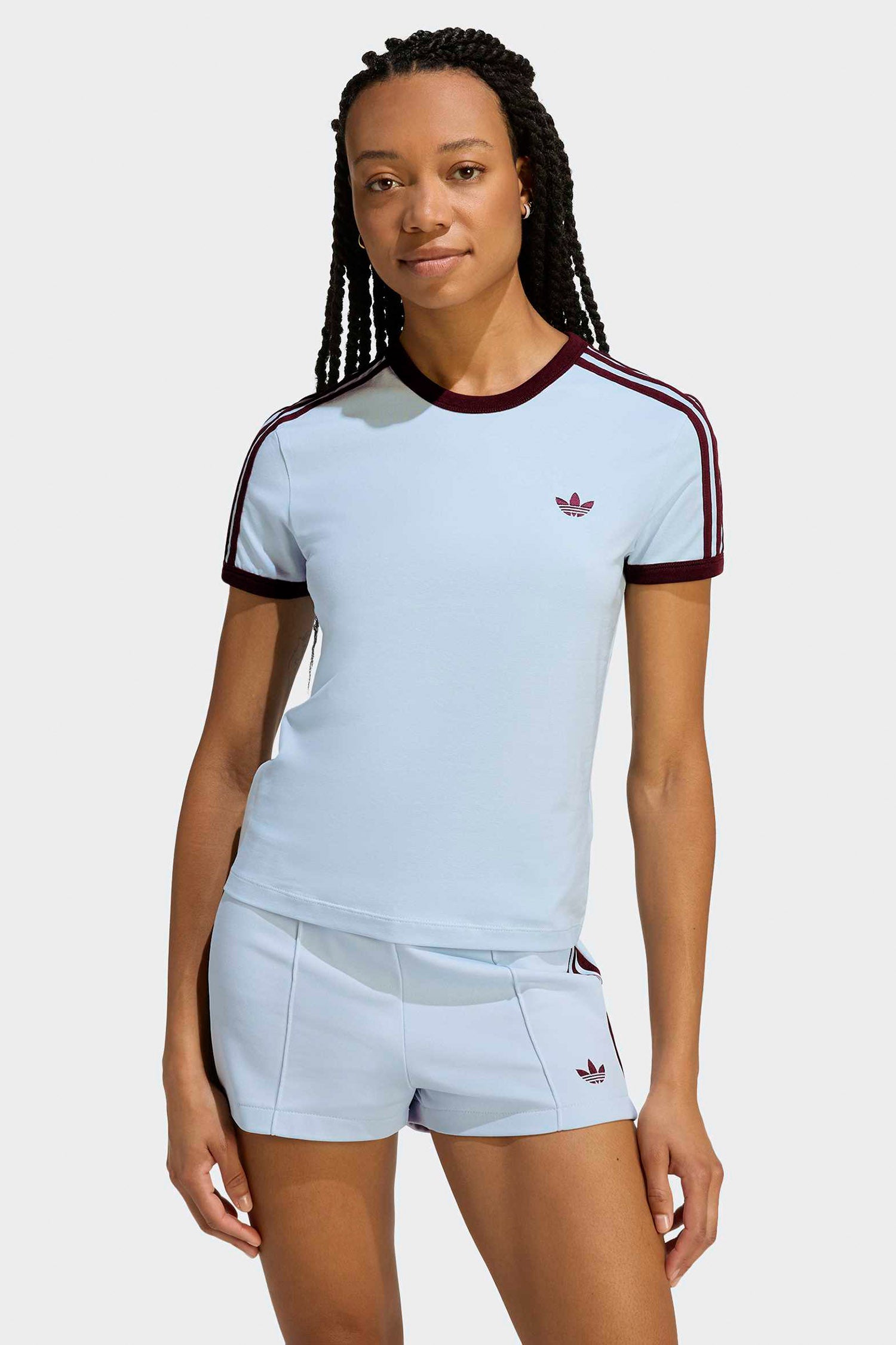 T-Shirt - Crystal Sky + Maroon