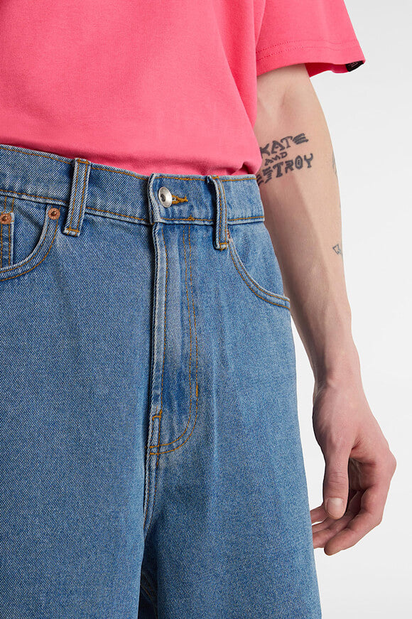 Pantaloncini in denim check-5 baggy fit - stonewash