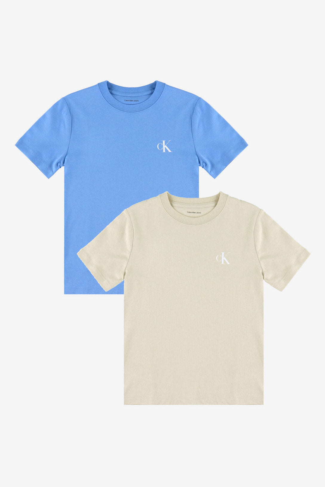 Monogram Doppelpack T-Shirts - Beige + Blue