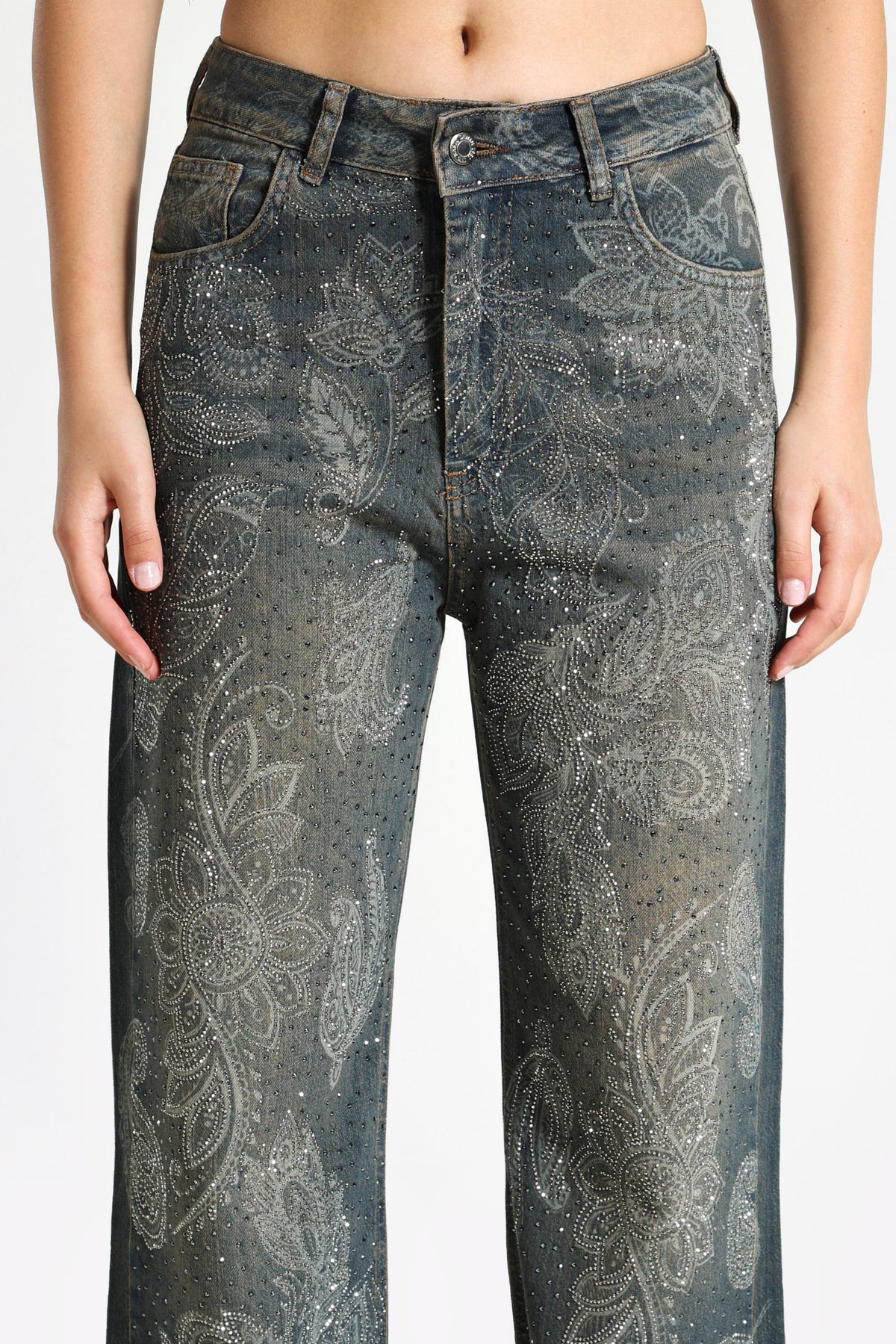 Loose Fit Jeans mit Strass