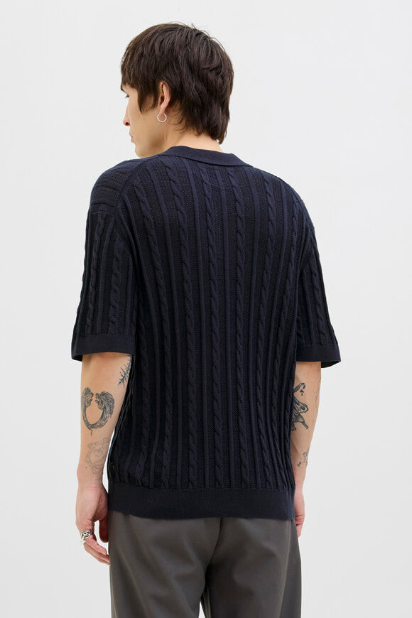 JPRBLAMASON Oversize Strick Poloshirt - Night Sky