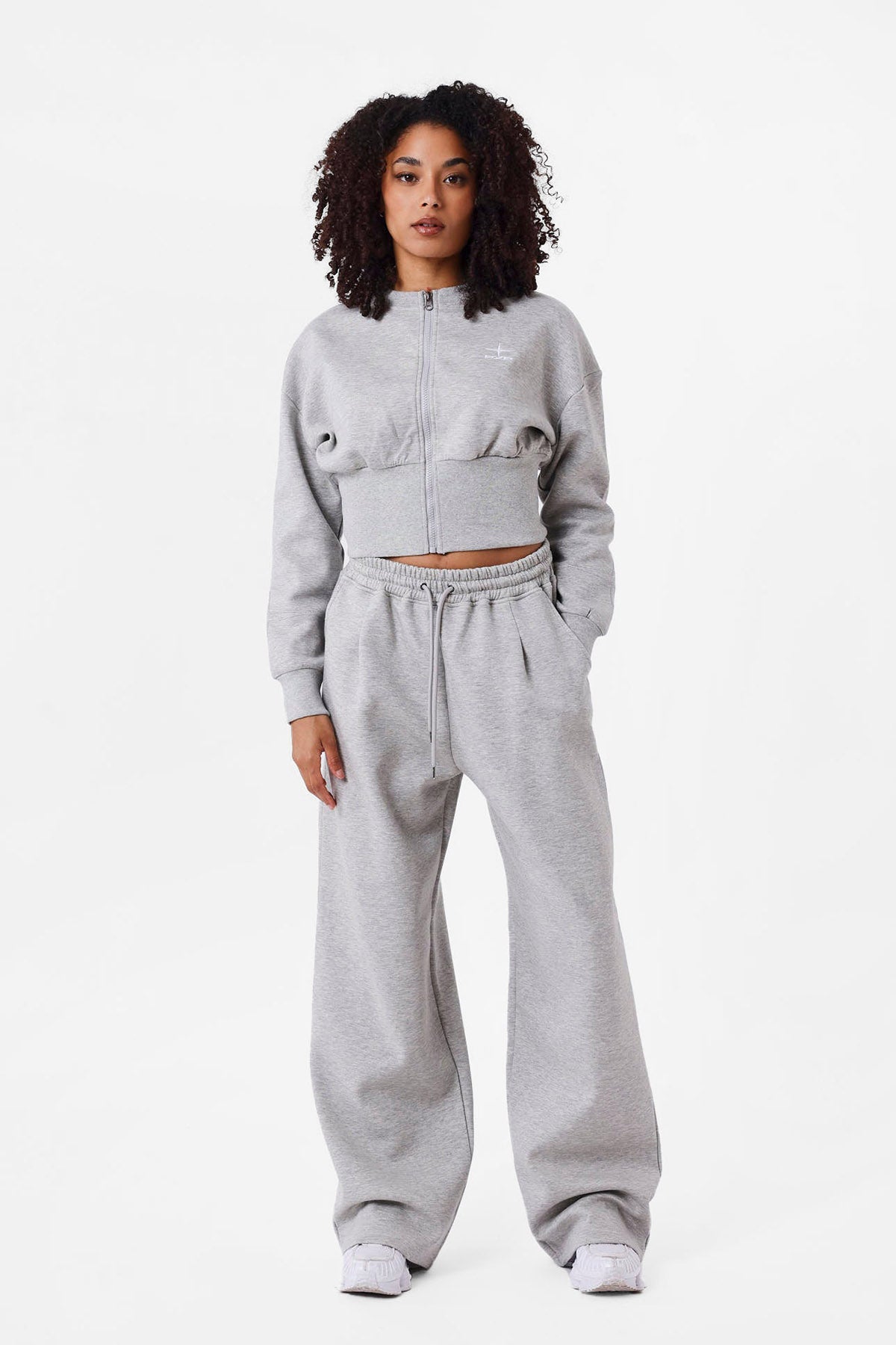 Crop Trainingsjacke - Light Grey Heather
