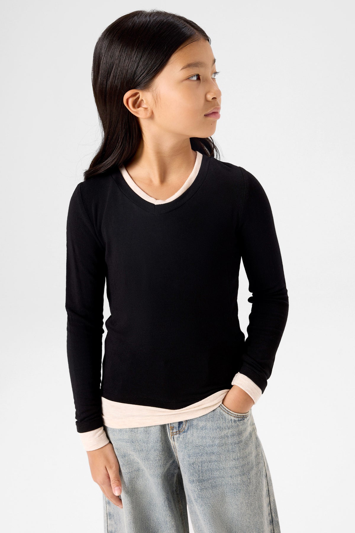 NKFNORA Langarmshirt - Black + Light Beige
