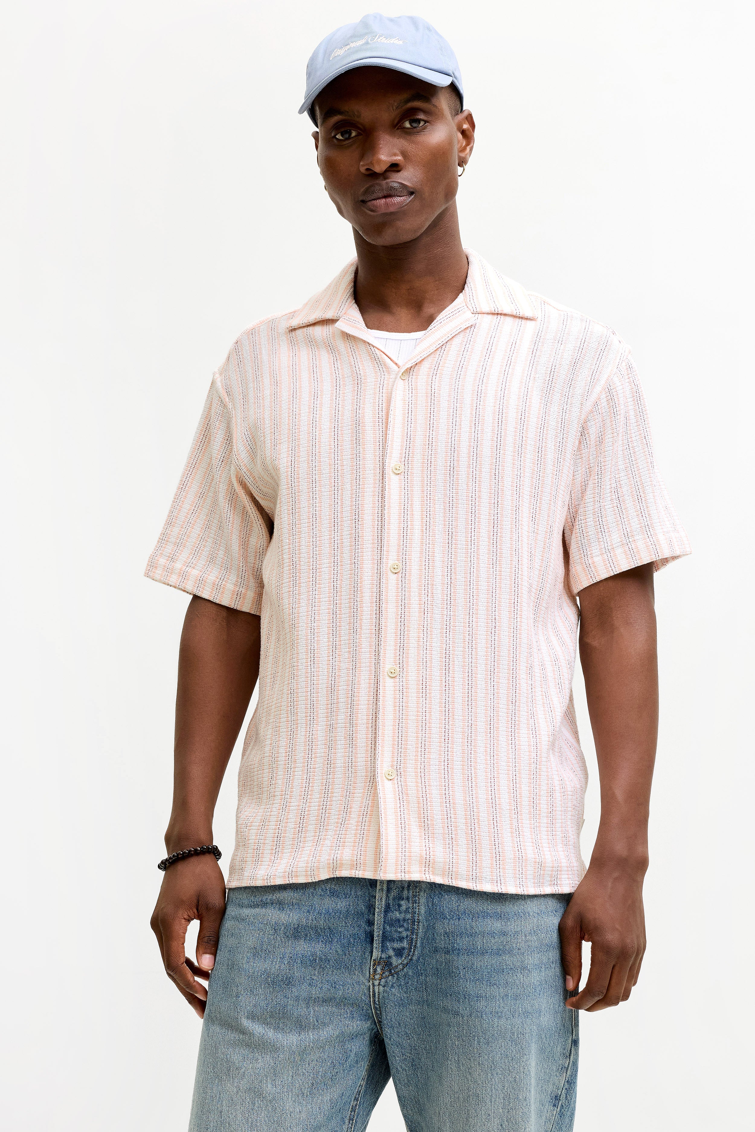 JORCOBA Strukturiertes Oversize Hemd - Peach Melba