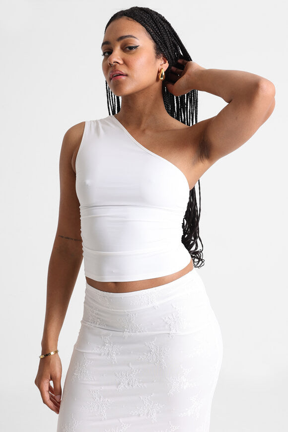 One Shoulder Crop Top - Offwhite