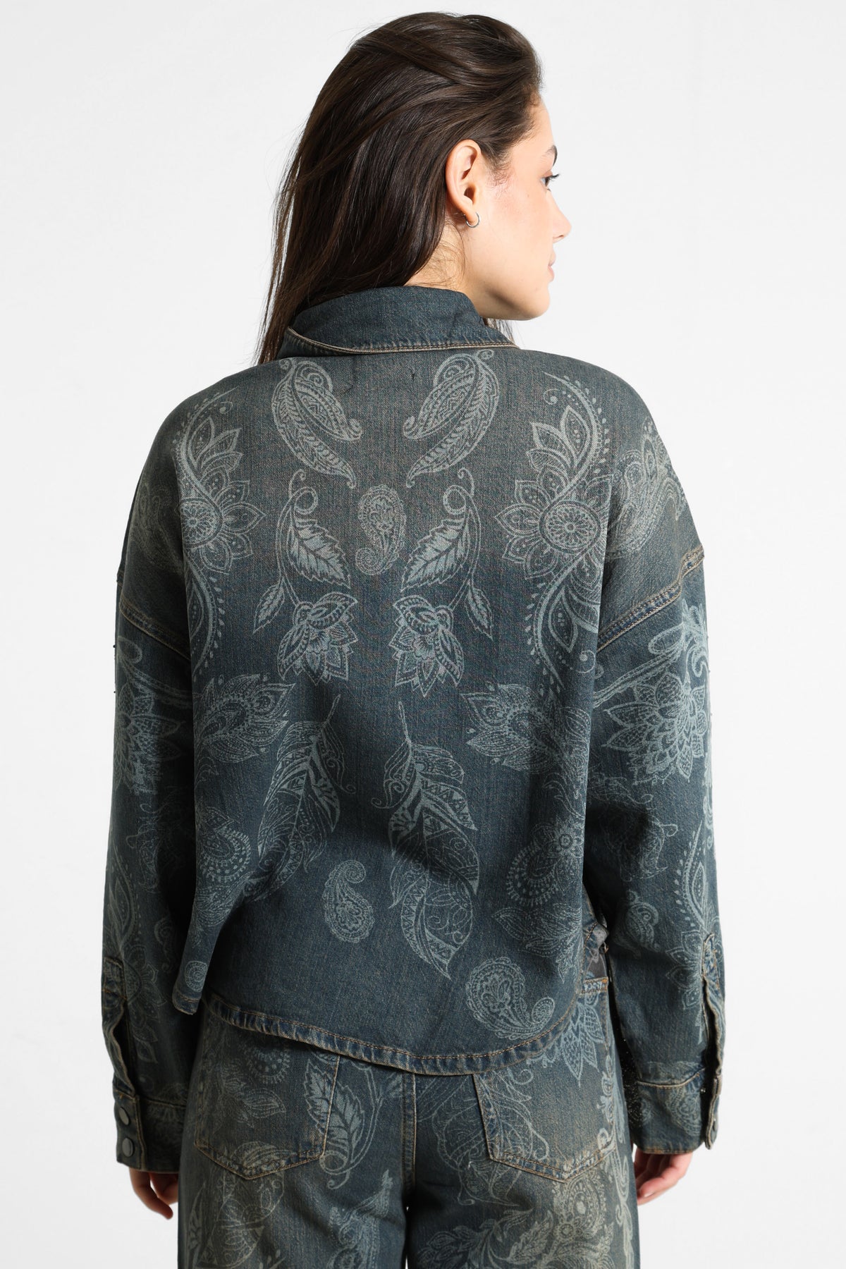 Oversize Jeansjacke mit Strass