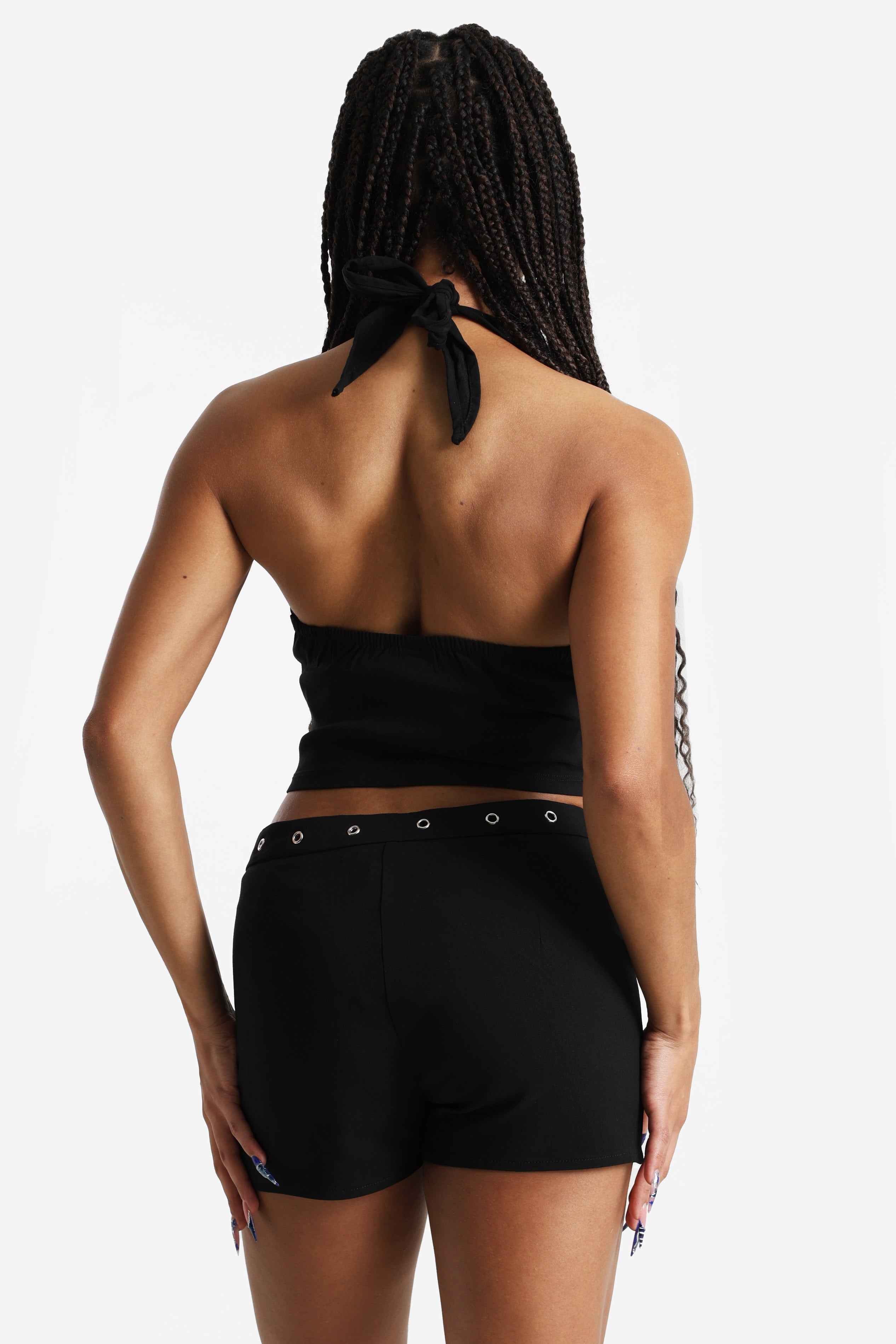 Neckholder Crop Top - Schwarz