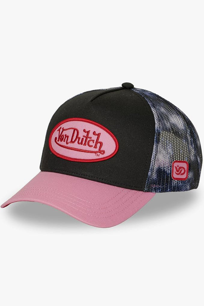 Trucker Cap / Snapback - Black + Light Pink + Blue