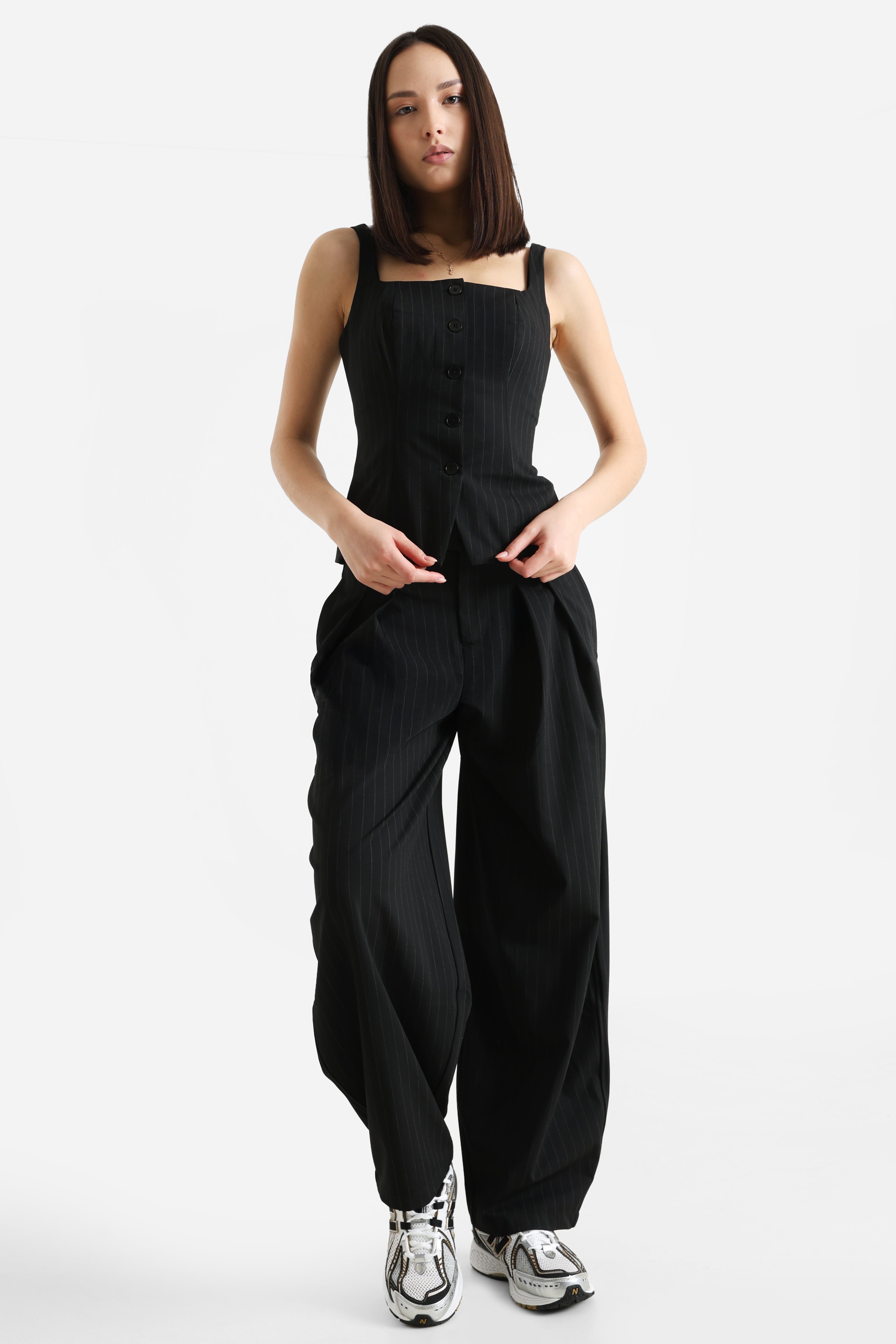 Pantaloni barrel fit in tessuto - Nero