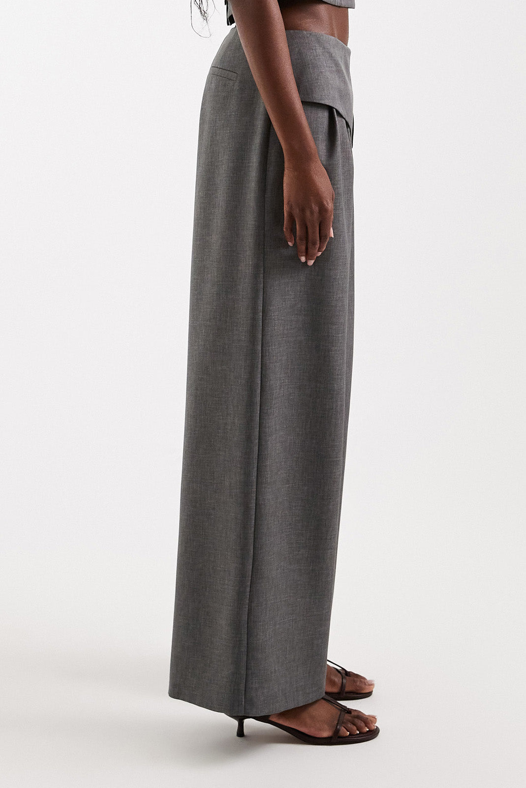 TSARWA pantalon wide leg en tissu - Mushroom