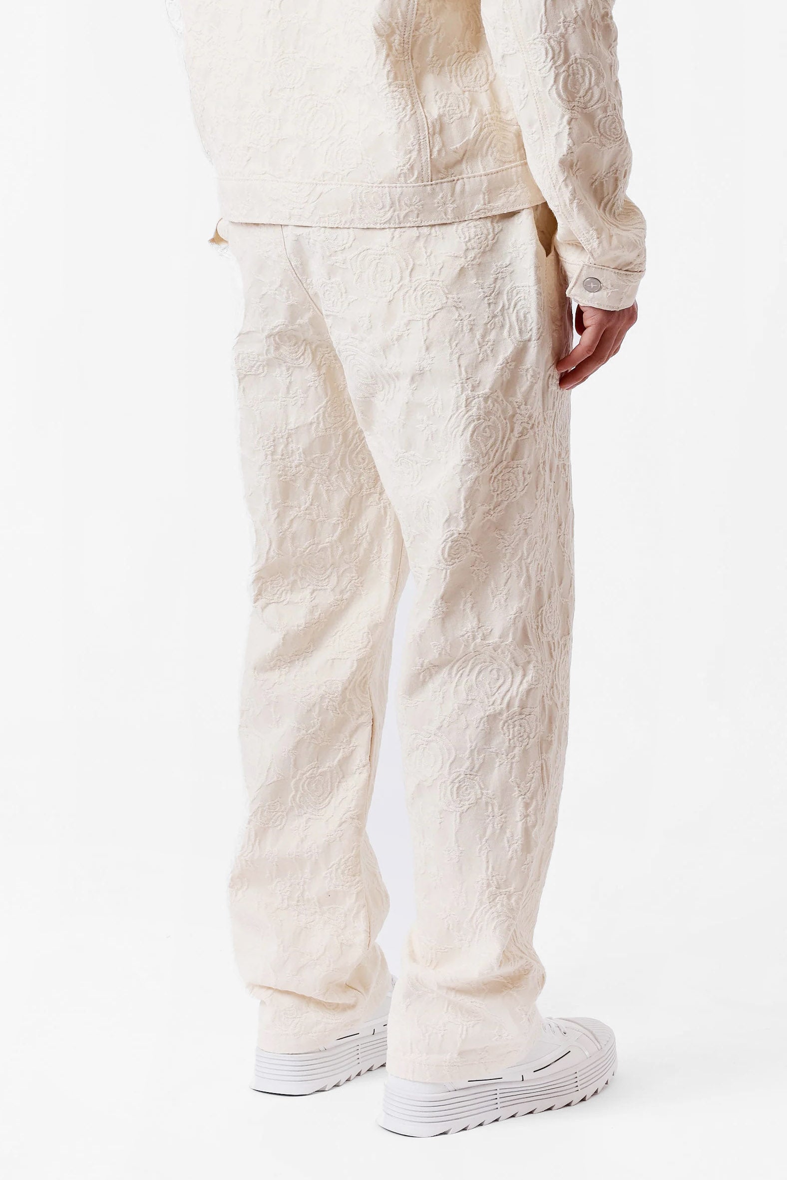 Trendy strukturierte Stoffhose - Offwhite