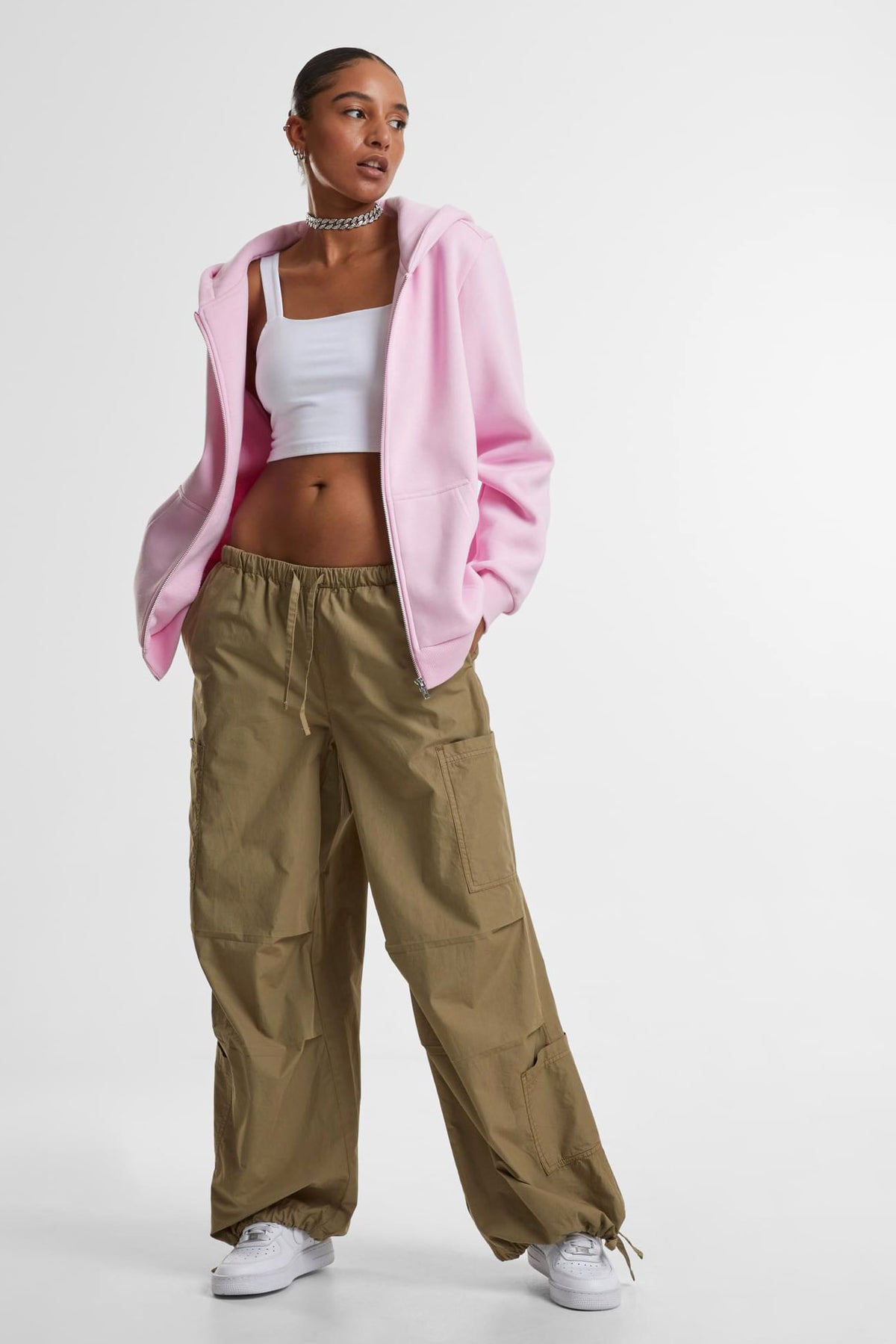 Sweat zippé à capuchon - Soft Pink