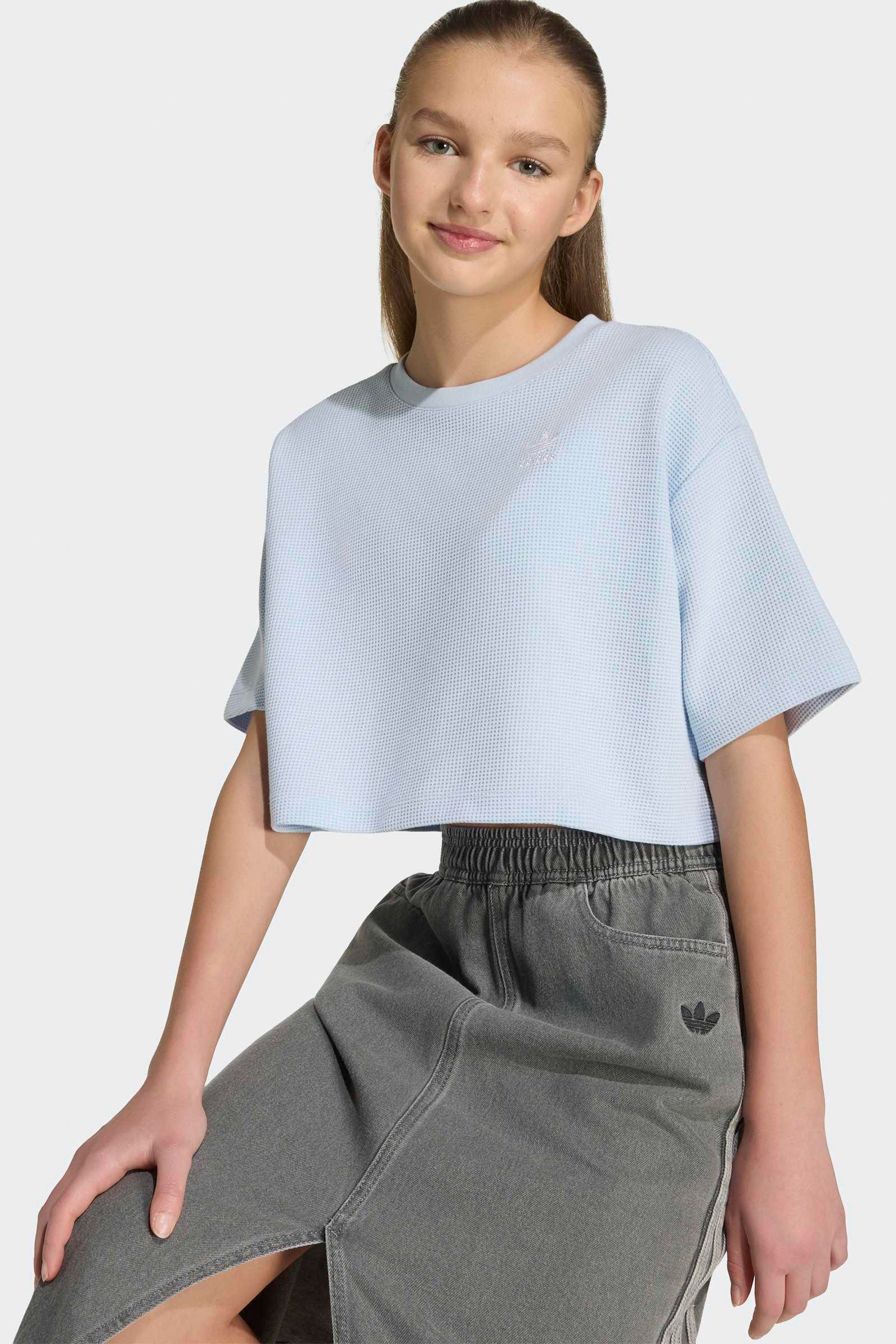 Crop T-Shirt mit Waffelstruktur - Crystal Sky