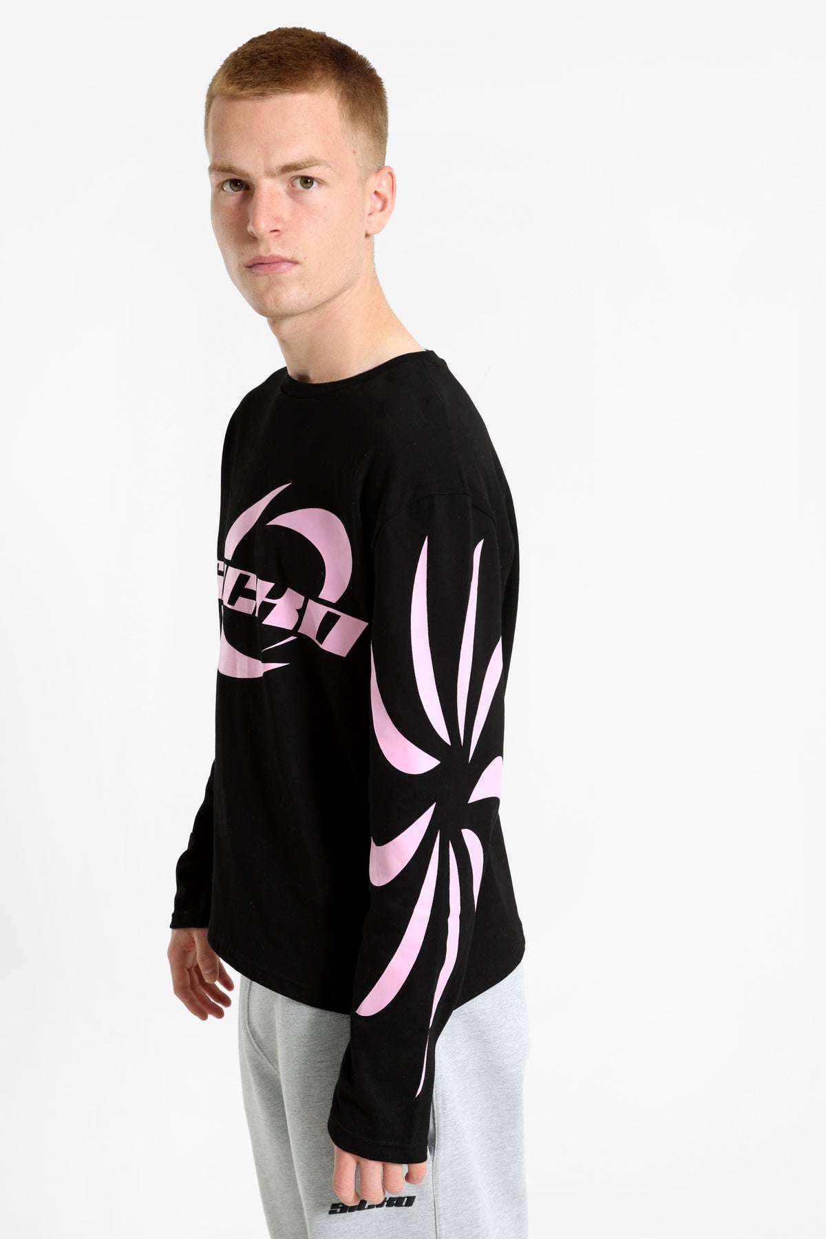 Langarmshirt - Schwarz + Rosa