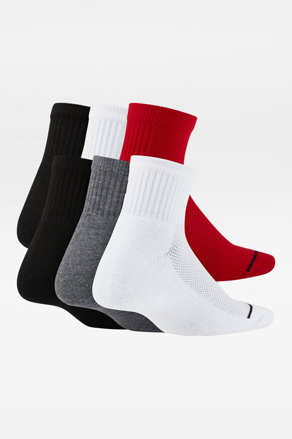 Sechserpack Socken - Black + White + Gym Red + Dark Grey Heather