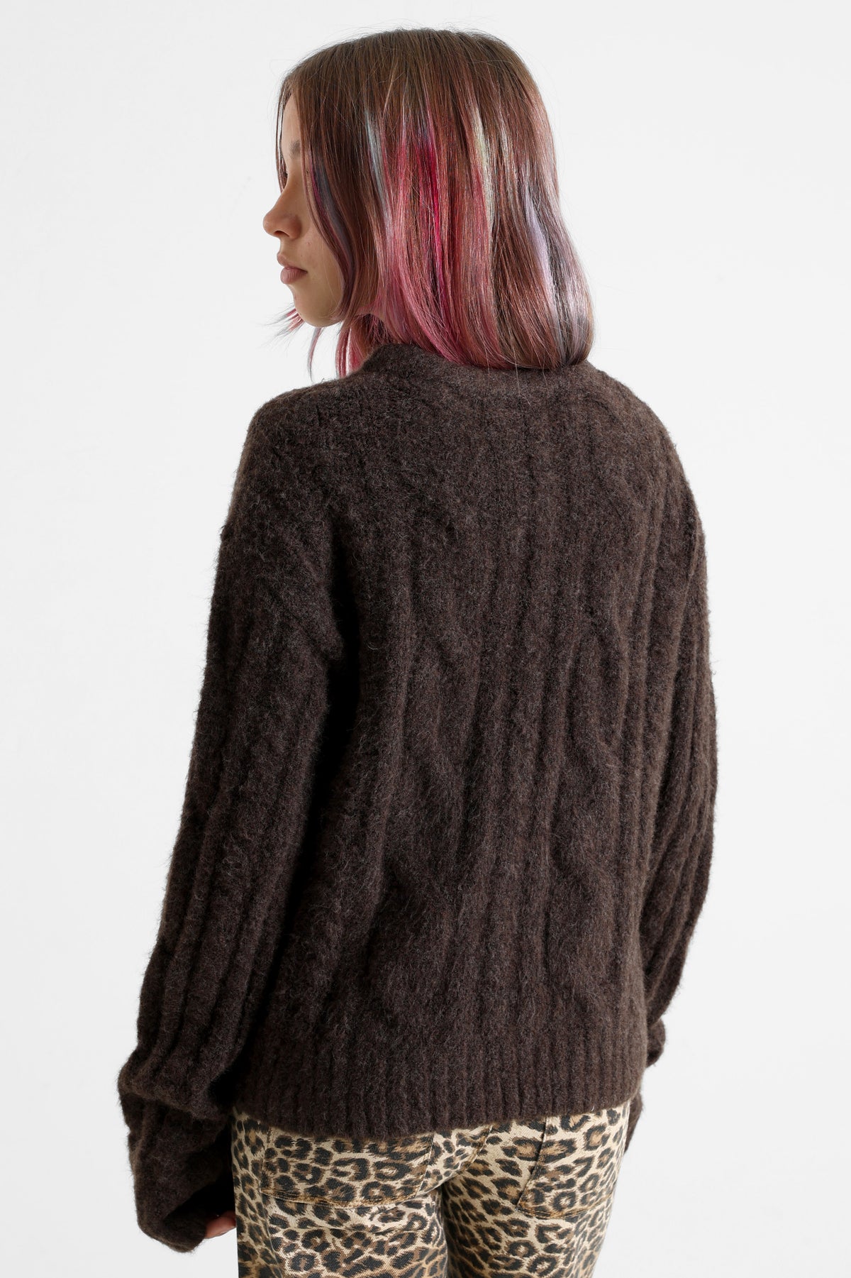 NLFKLEAVECABLE knitted sweater - Chocolate Brown
