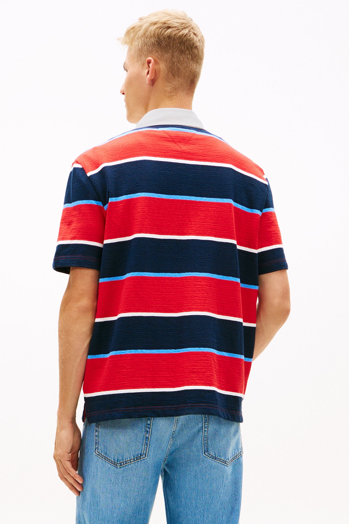 Strukturiertes Poloshirt - Rapid Red + Navy