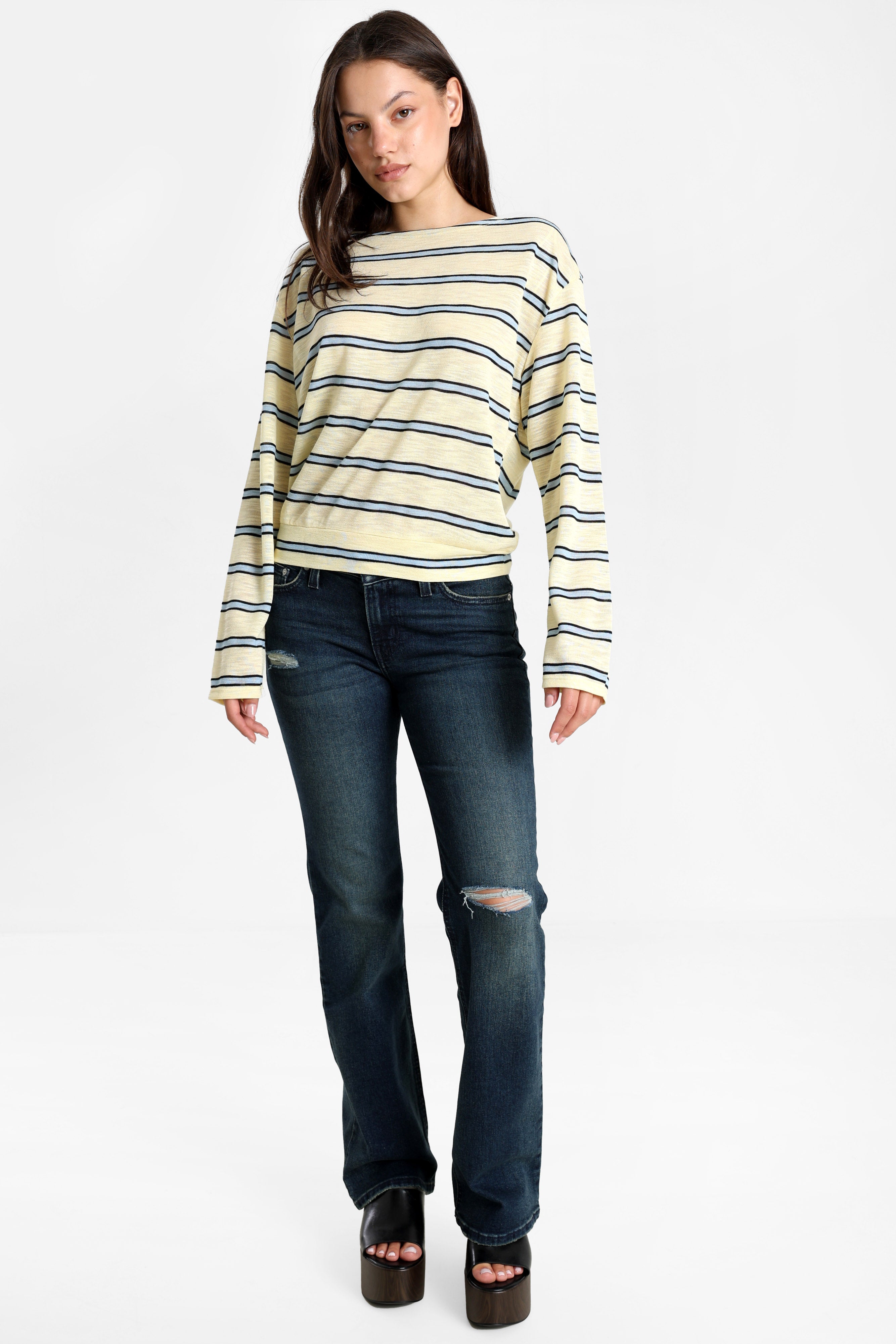 Shirt manches longues - Jaune + Bleu clair