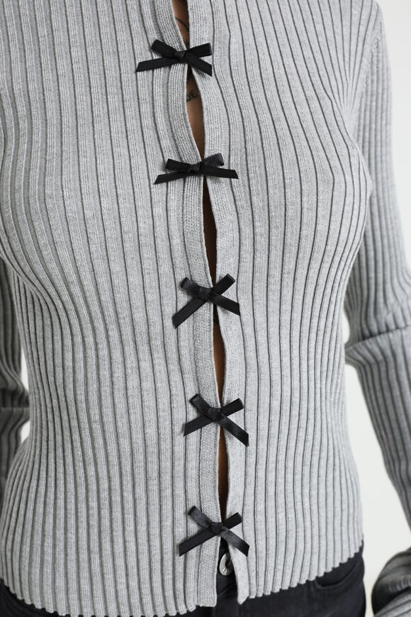 Cardigan a coste - grigio screziato