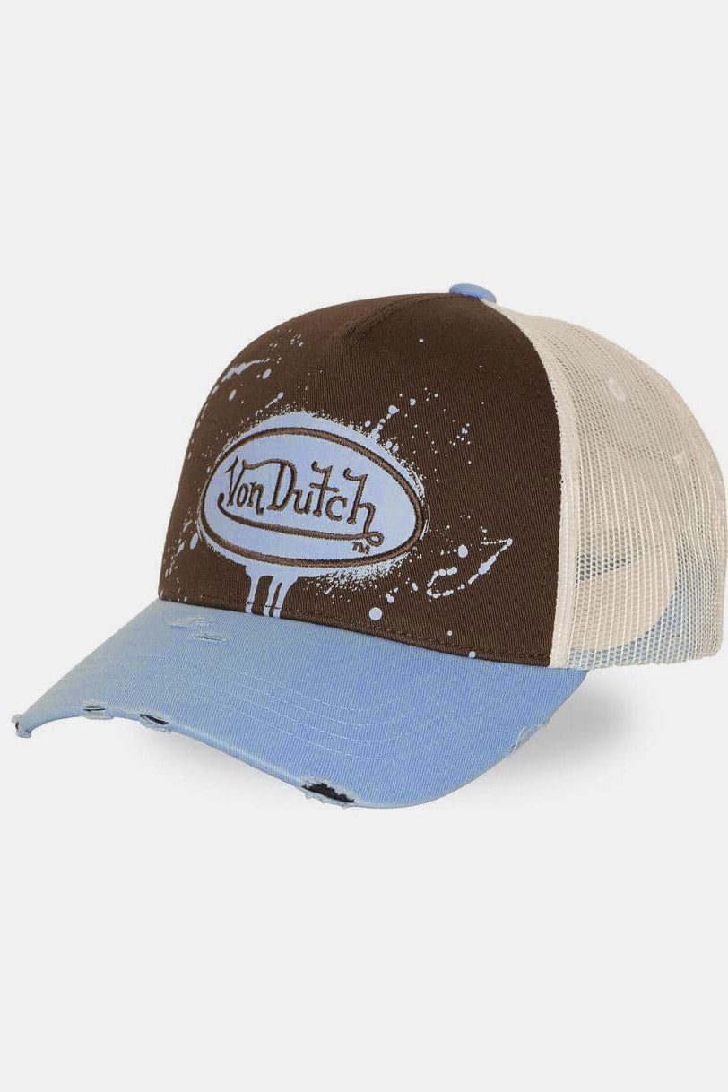 Trucker Cap / Snapback - Brown + Beige + Blue