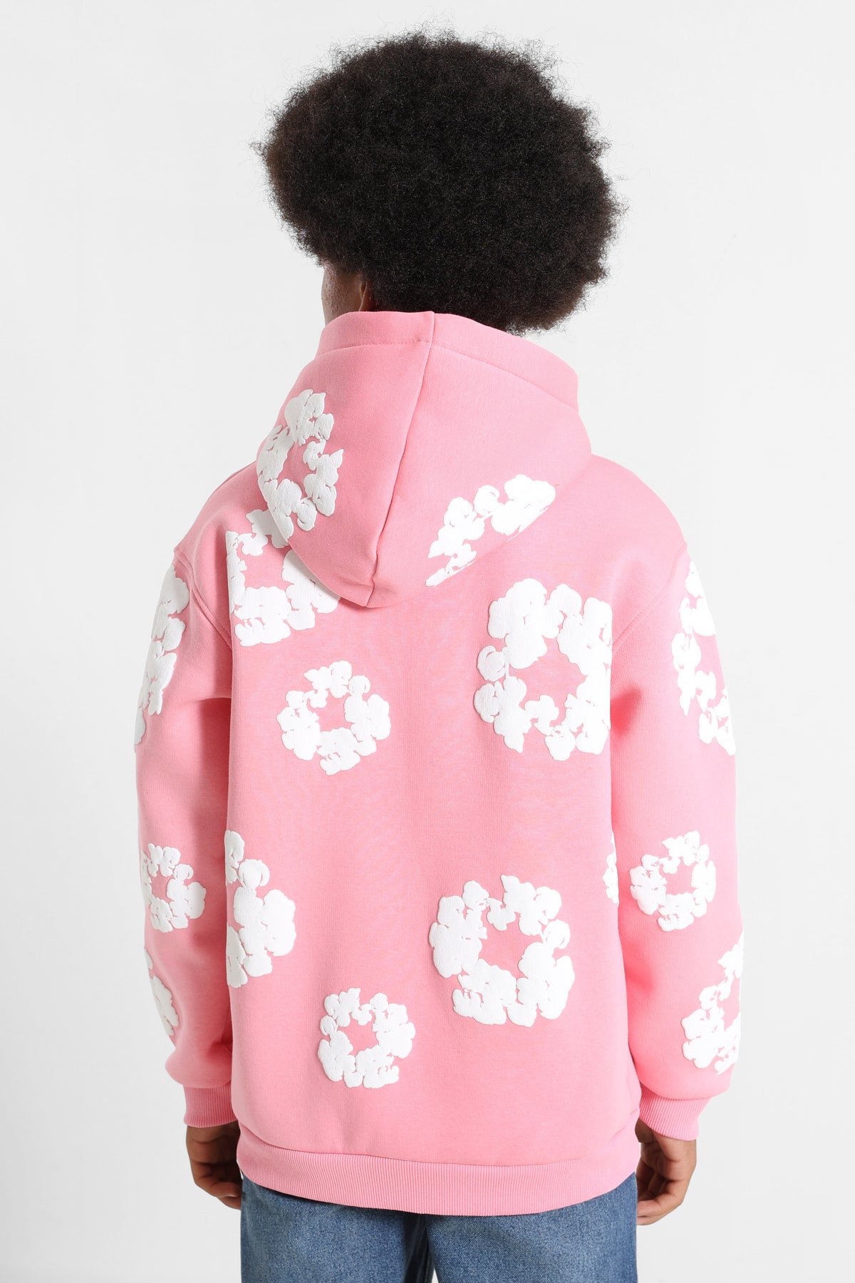 Kapuzensweatjacke - Pink + White