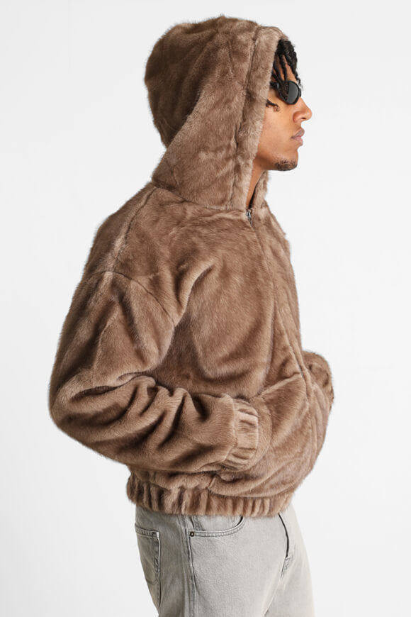 Giacca in pelliccia sintetica - marrone
