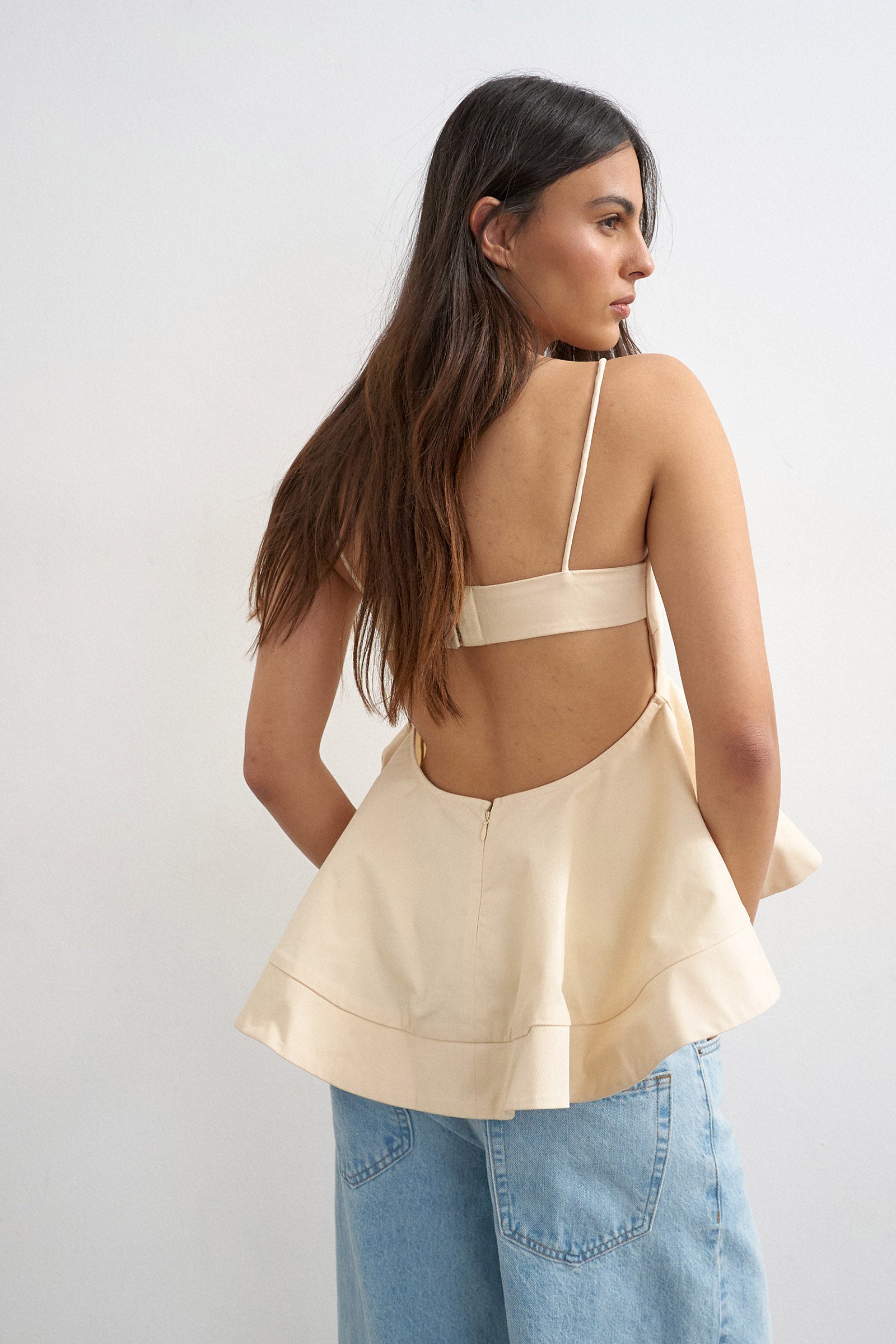 TSMINA Crop Trägertop  - Beige