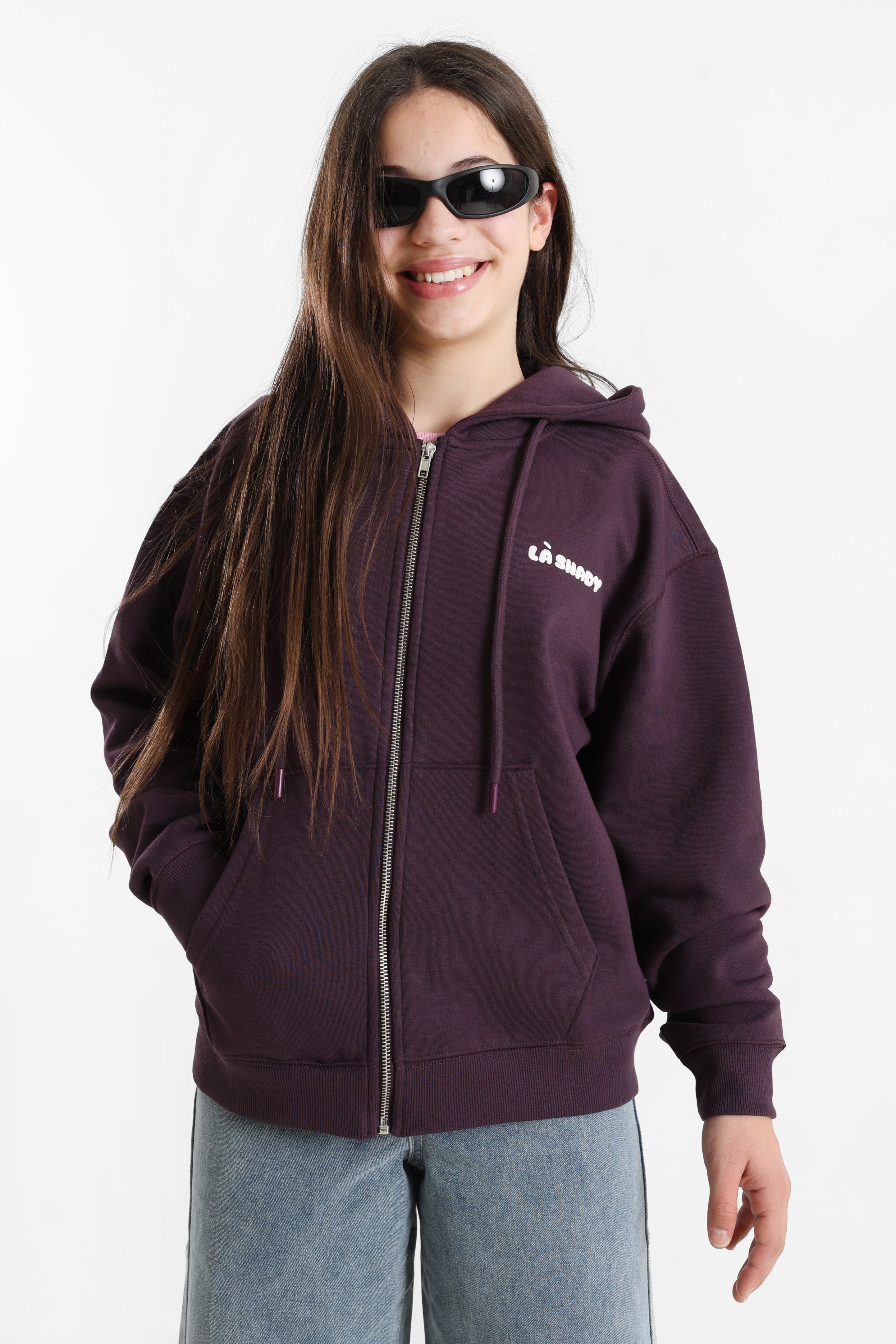 Kapuzensweatjacke - Aubergine