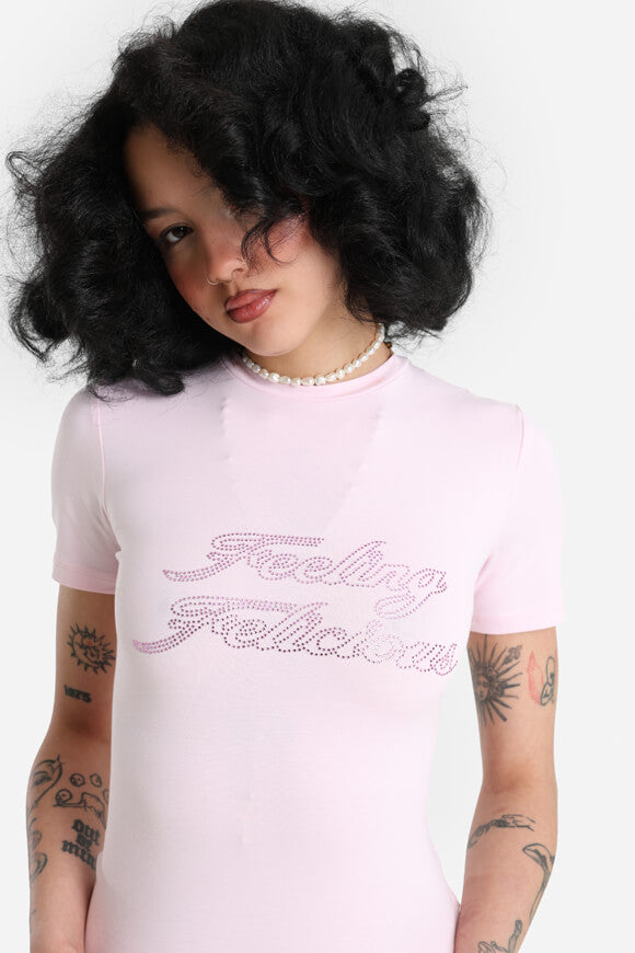 Maglietta con crop - Rosa frondoso