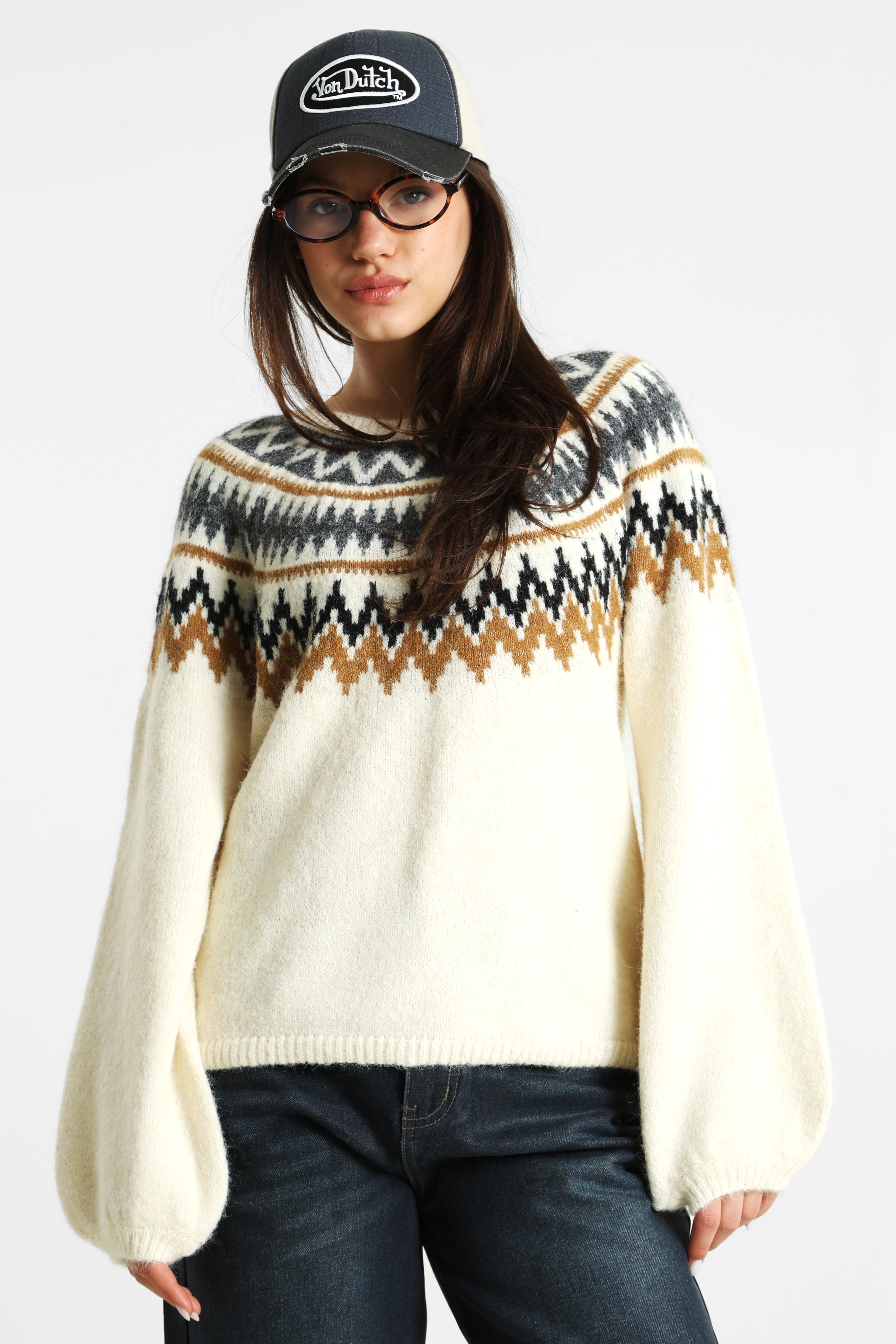 ONLREYKJA - Maglione lavorato a maglia - Grigio bianco + grigio scuro