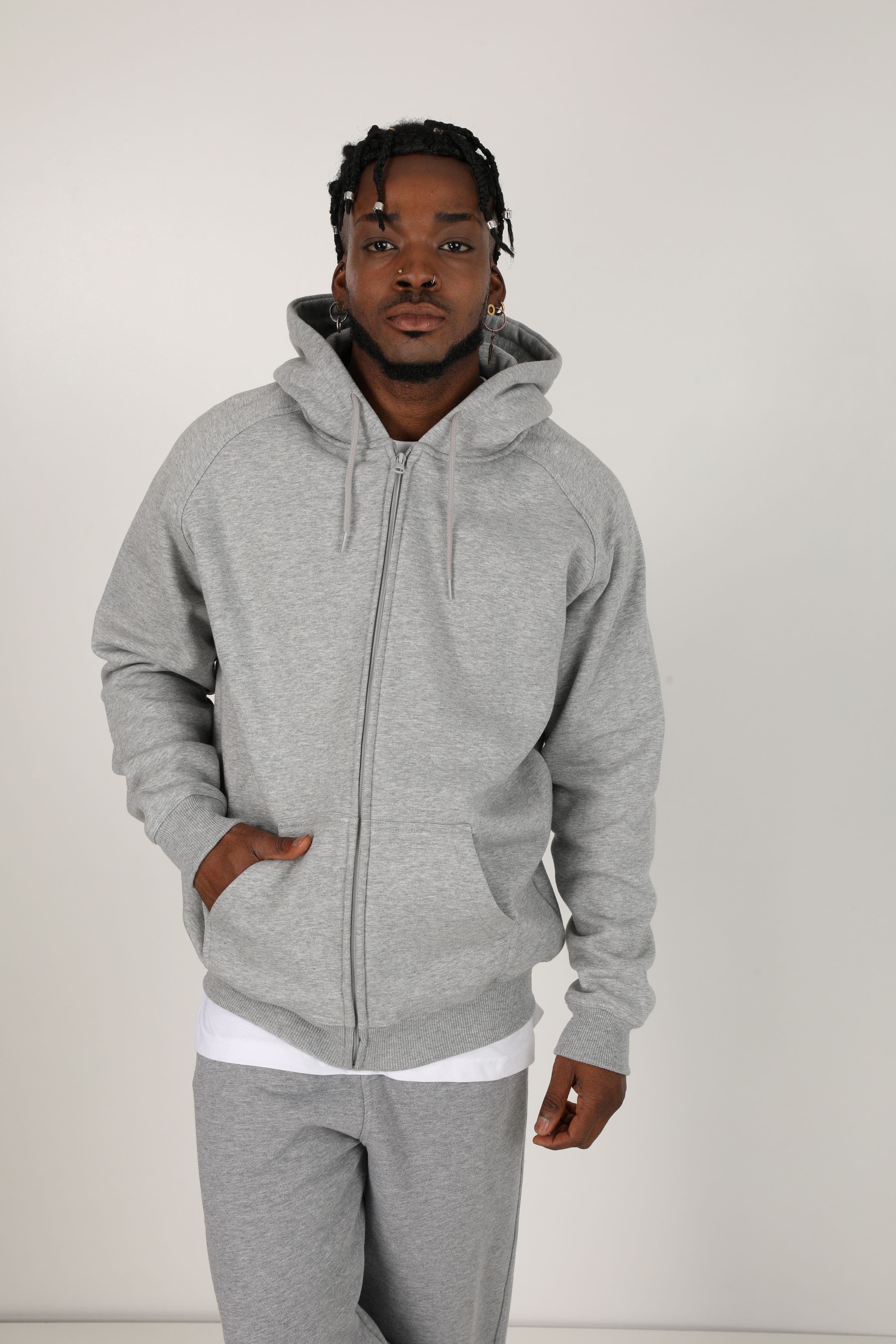 Oversized zip-up hoodie sweatshirt - Grey Heather