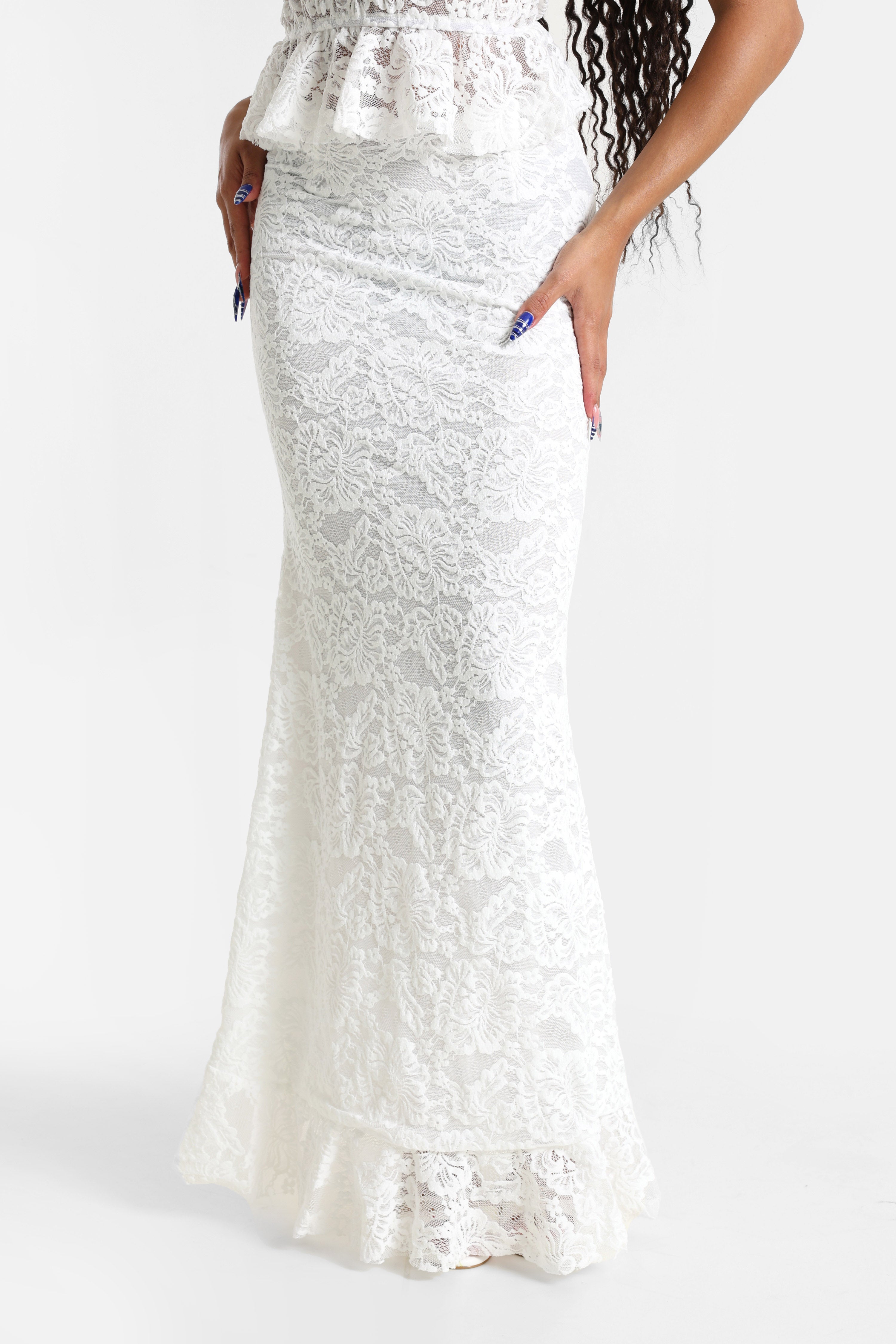 Maxi Spitzenrock - White