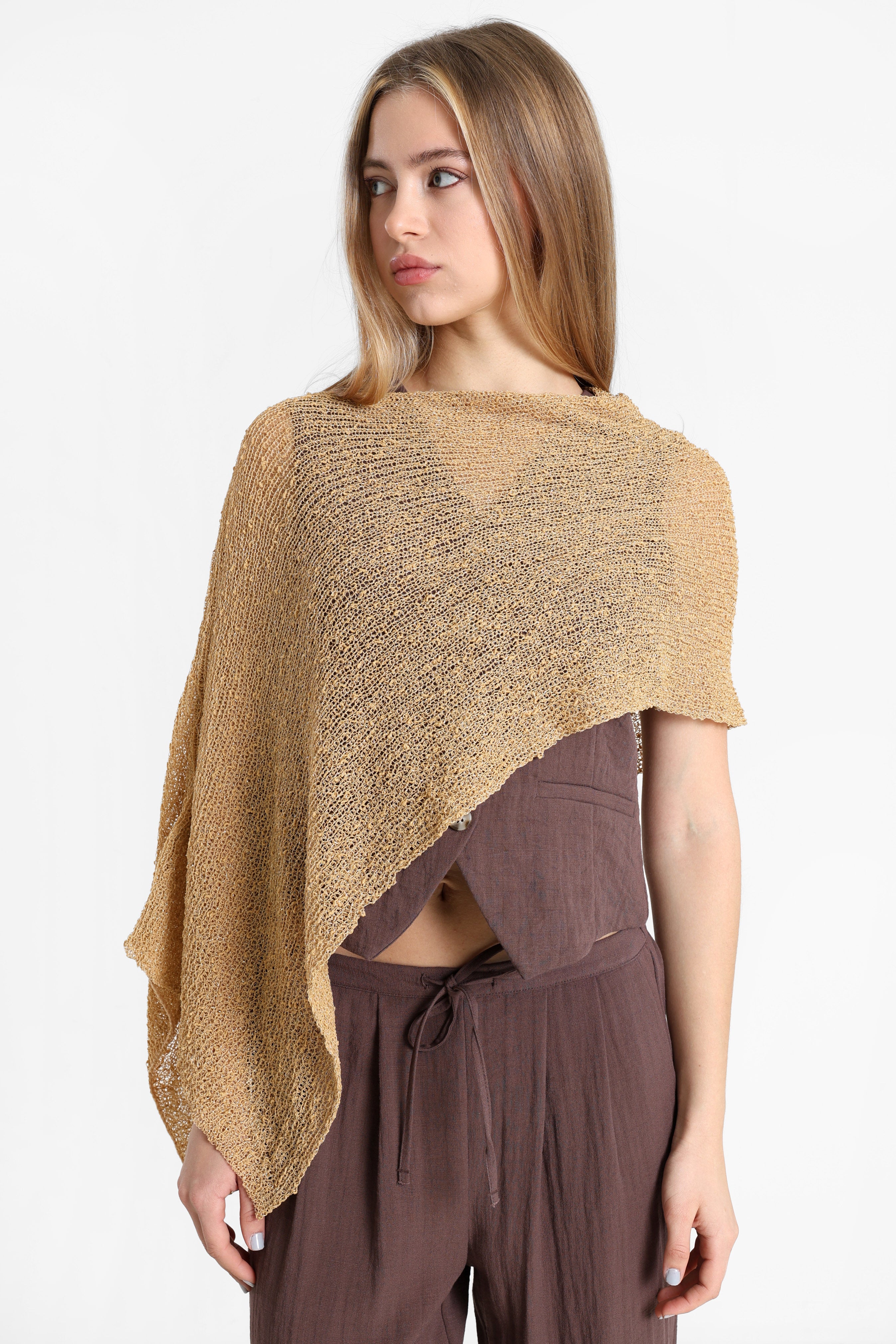 Häkel-Poncho - Gold