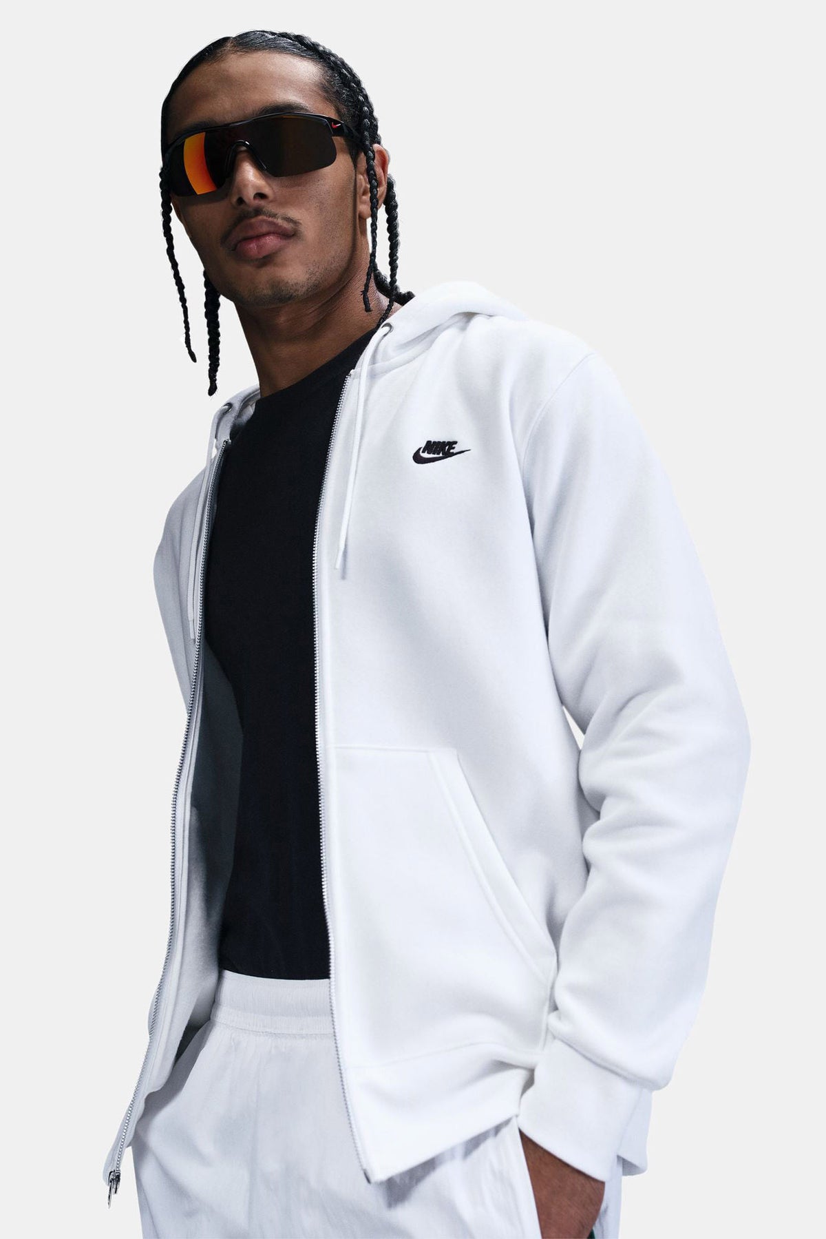 Kapuzensweatjacke - Weiss
