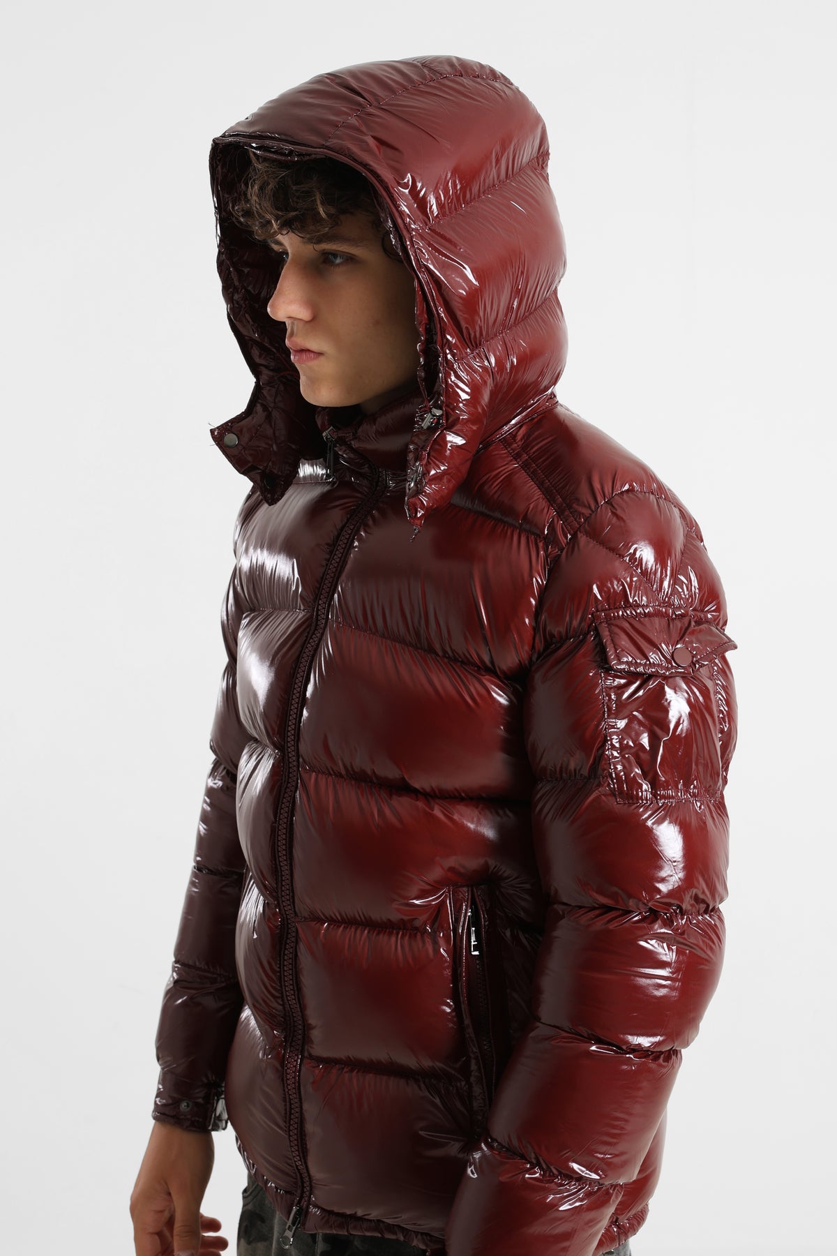 Pufferjacke in Glanz-Optik - Burgundy