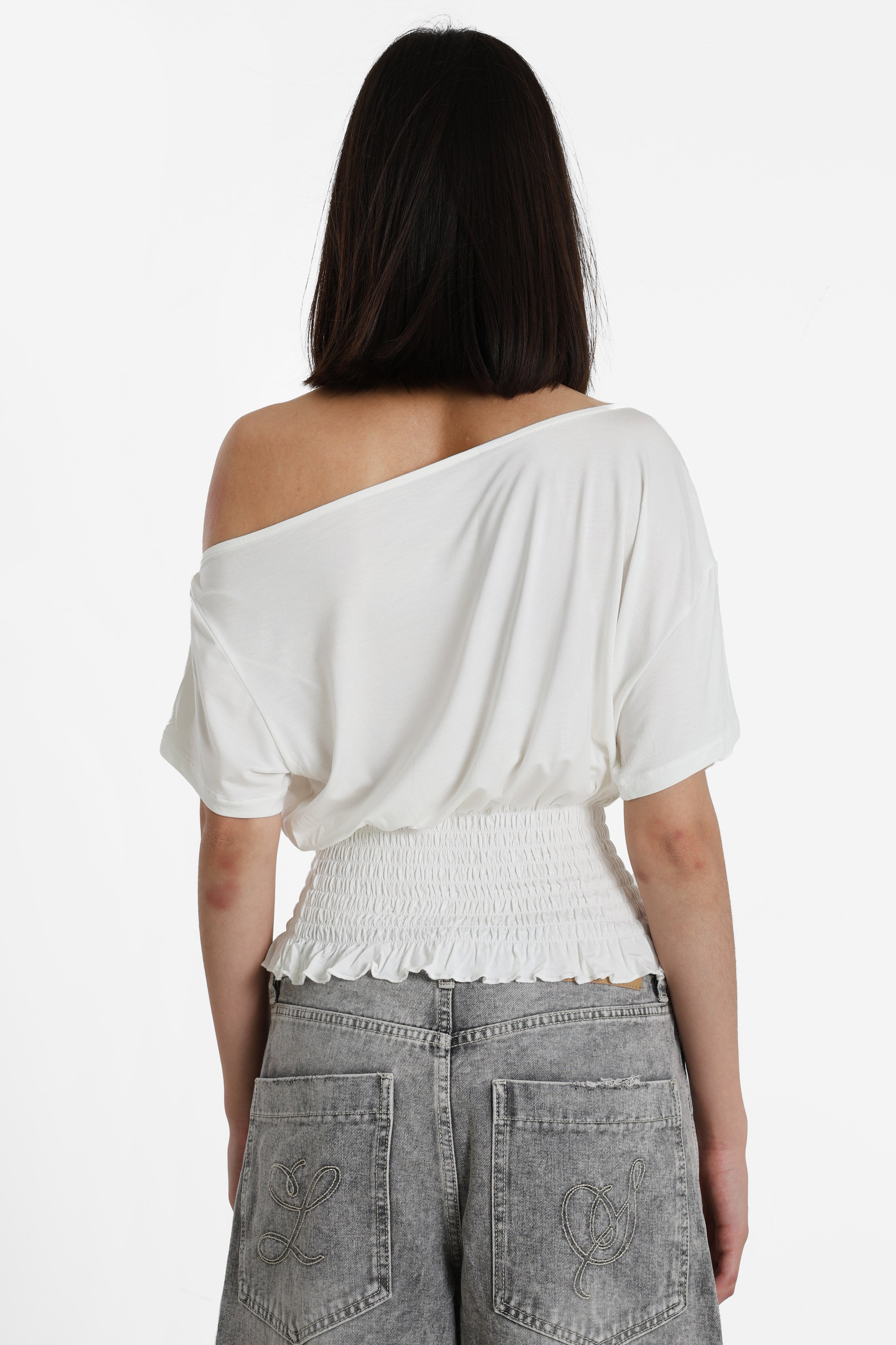 One Shoulder T-Shirt - Offwhite