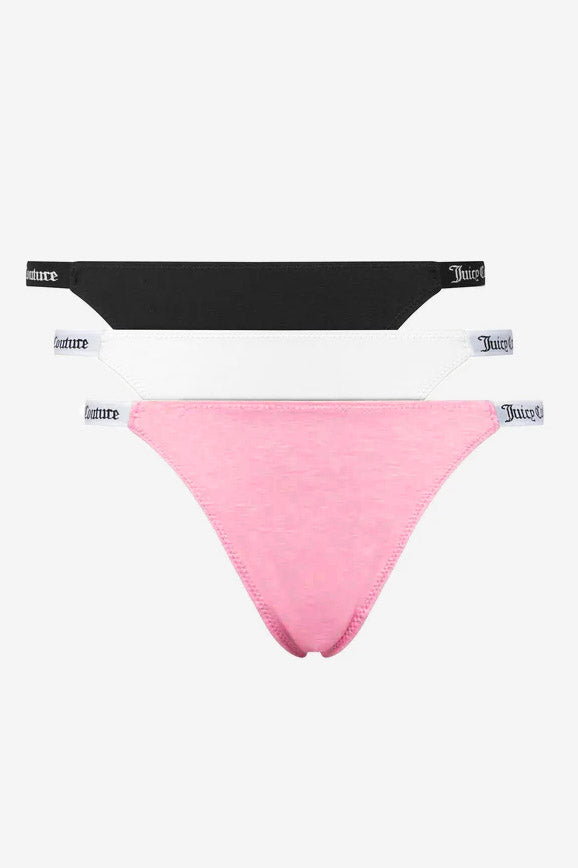 Dreierpack Strings - Black + Pink + White