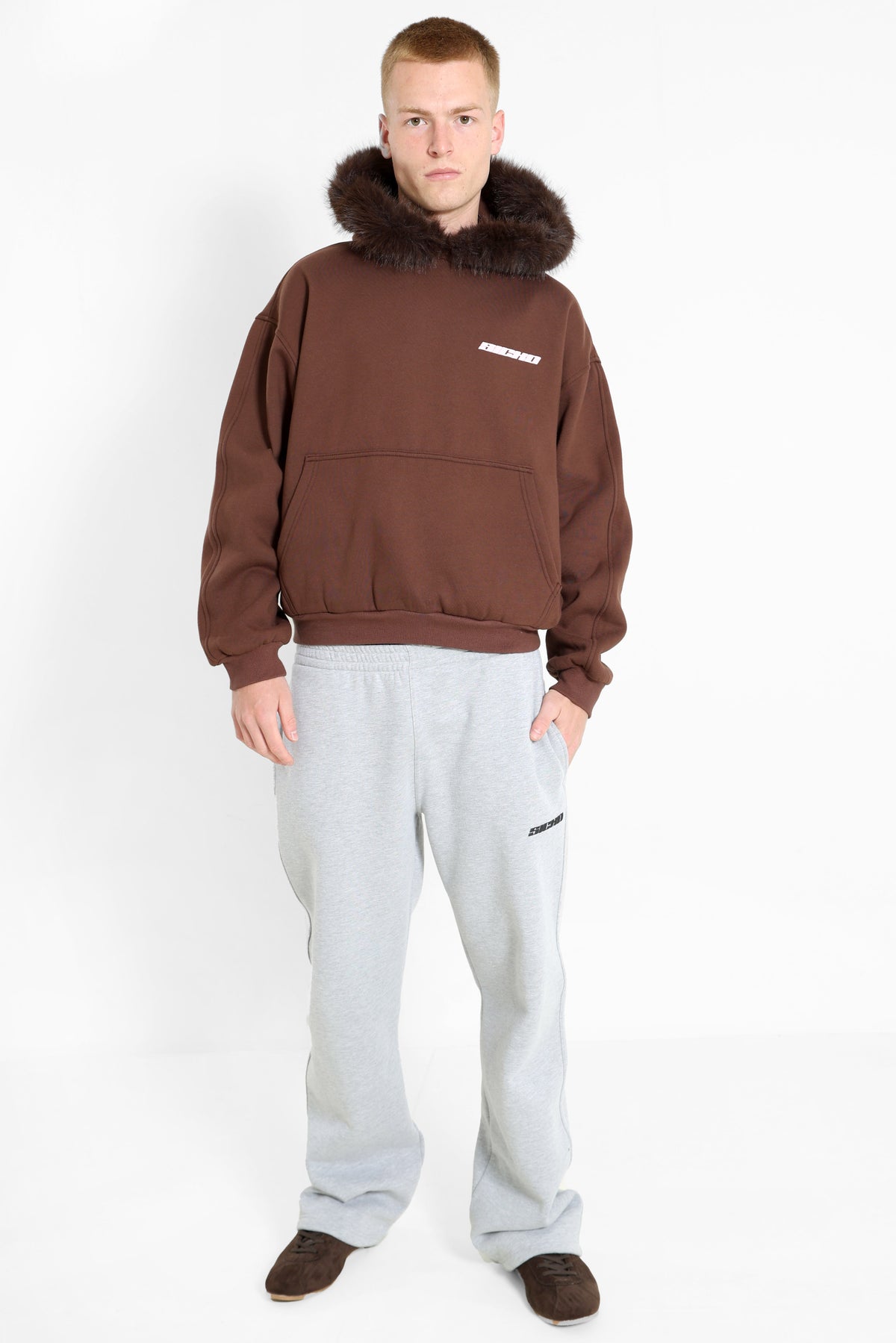 Kapuzensweatshirt - Braun + Rosa