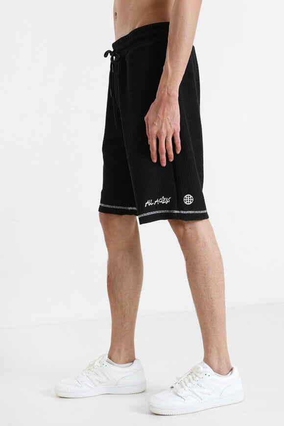 Strukturierte Stoffshorts - Schwarz