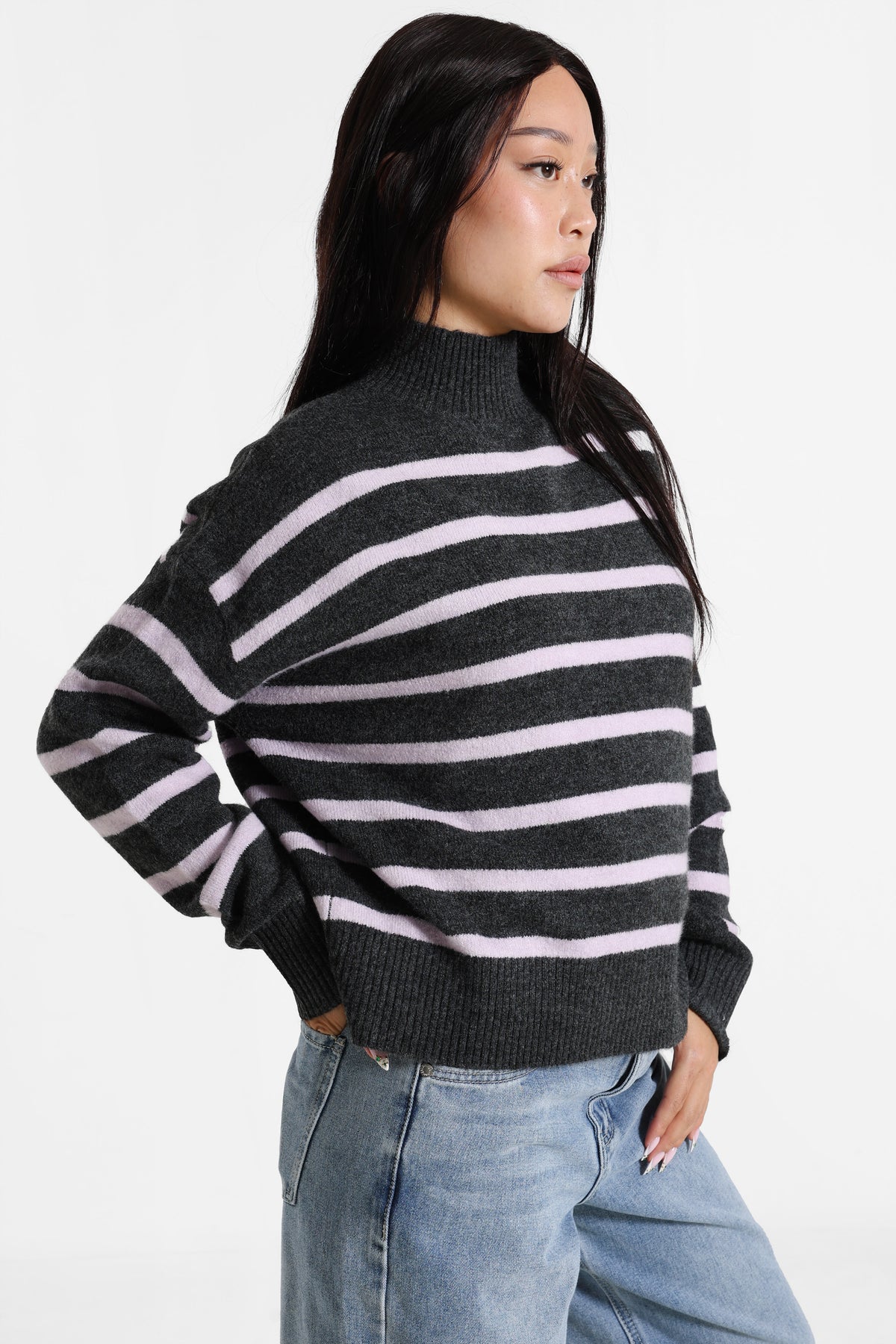 Maglione in maglia - Anthracite + Rosa