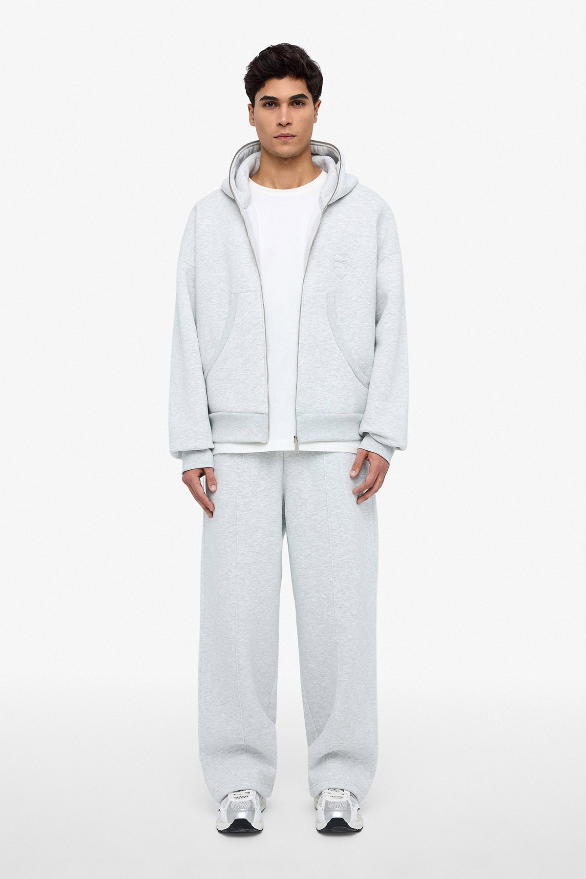 Puff Coeur Kapuzensweatjacke - Light Grey Heather