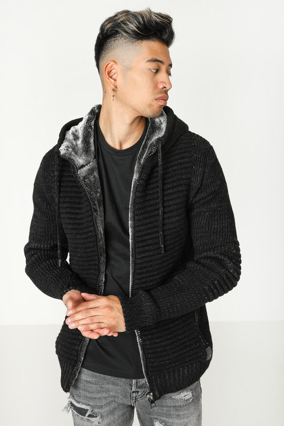 Cardigan doublé - Noir chiné