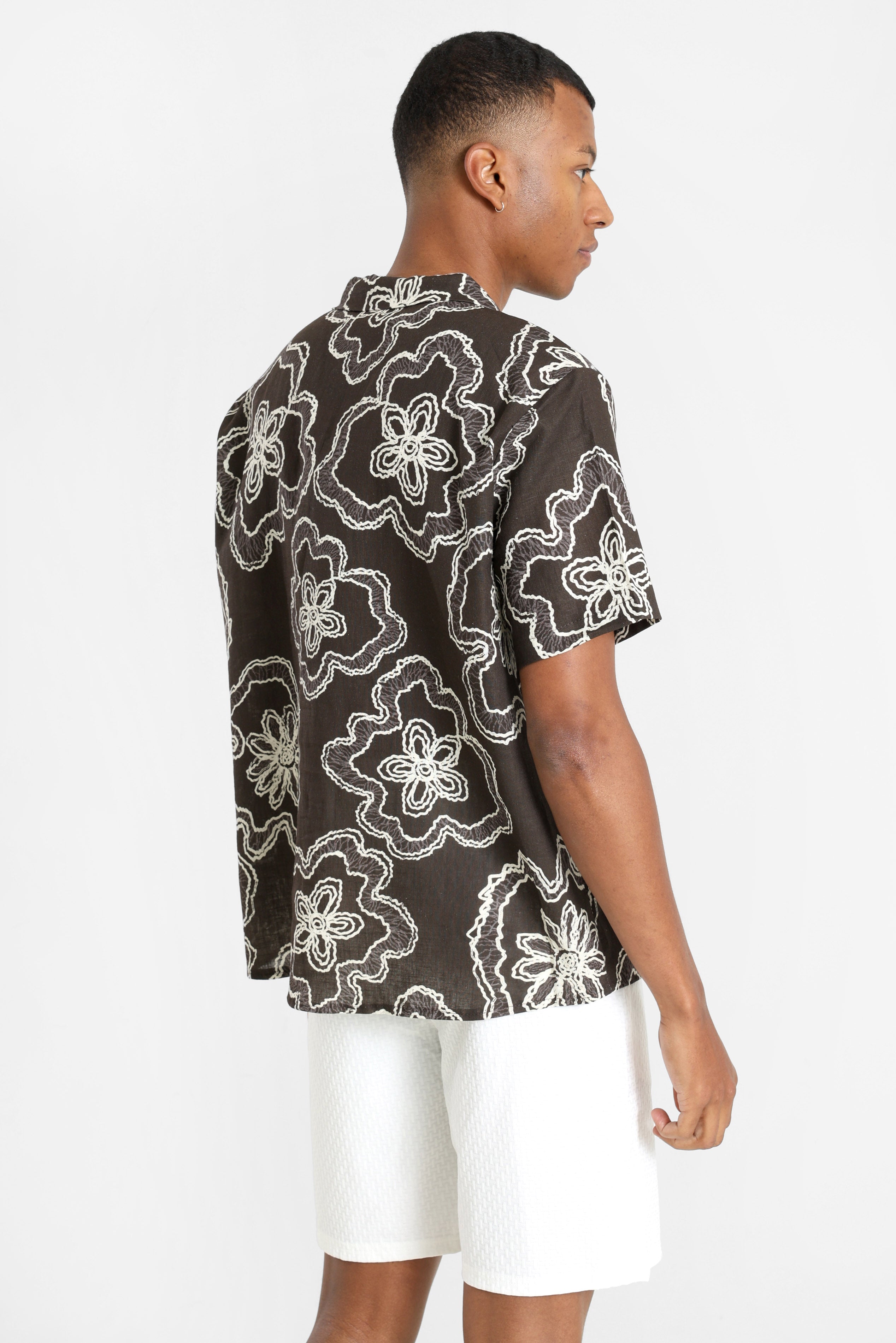 Leinenhemd - Brown + Offwhite