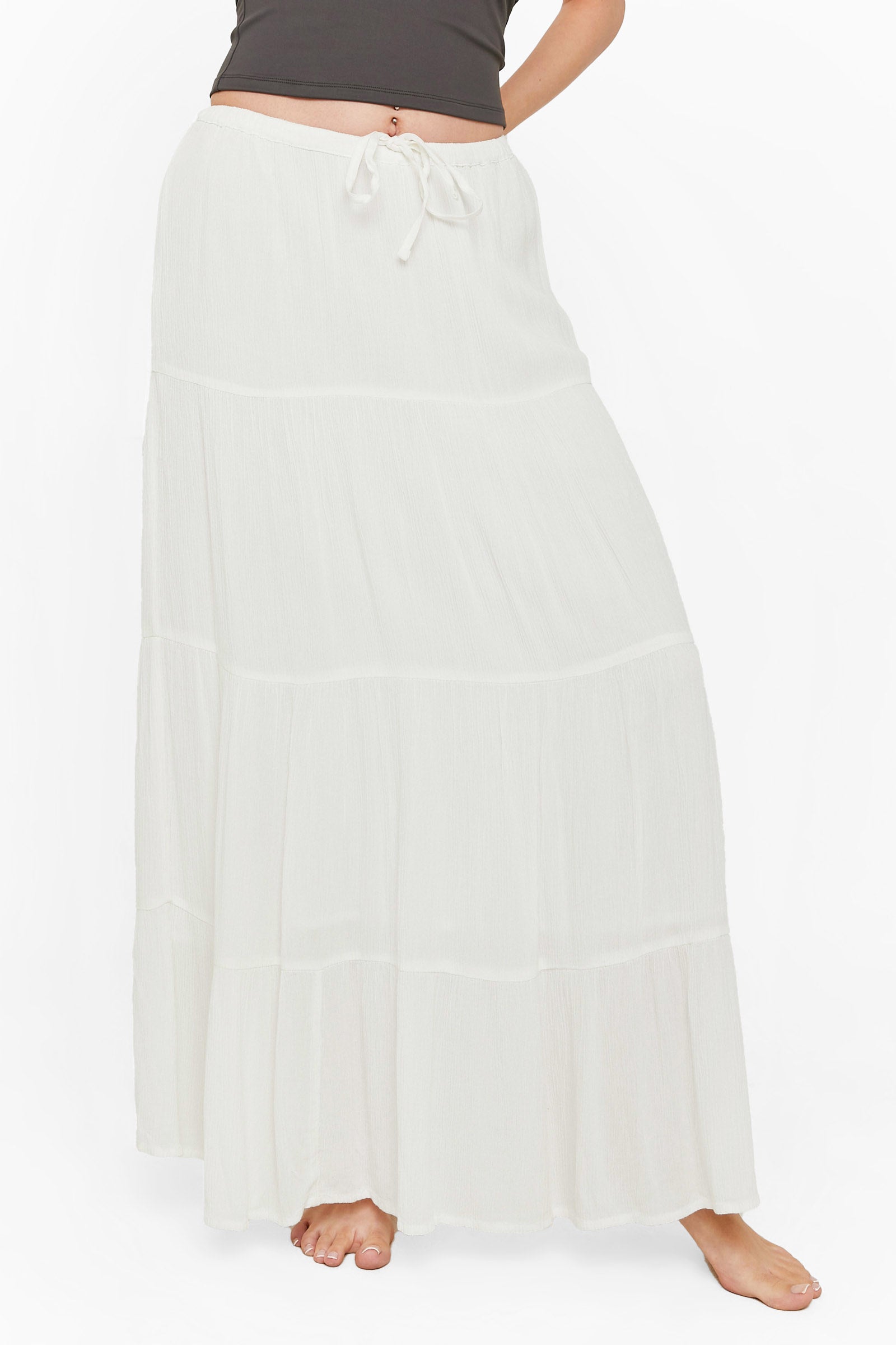 Long skirt in structured fabric - Offwhite