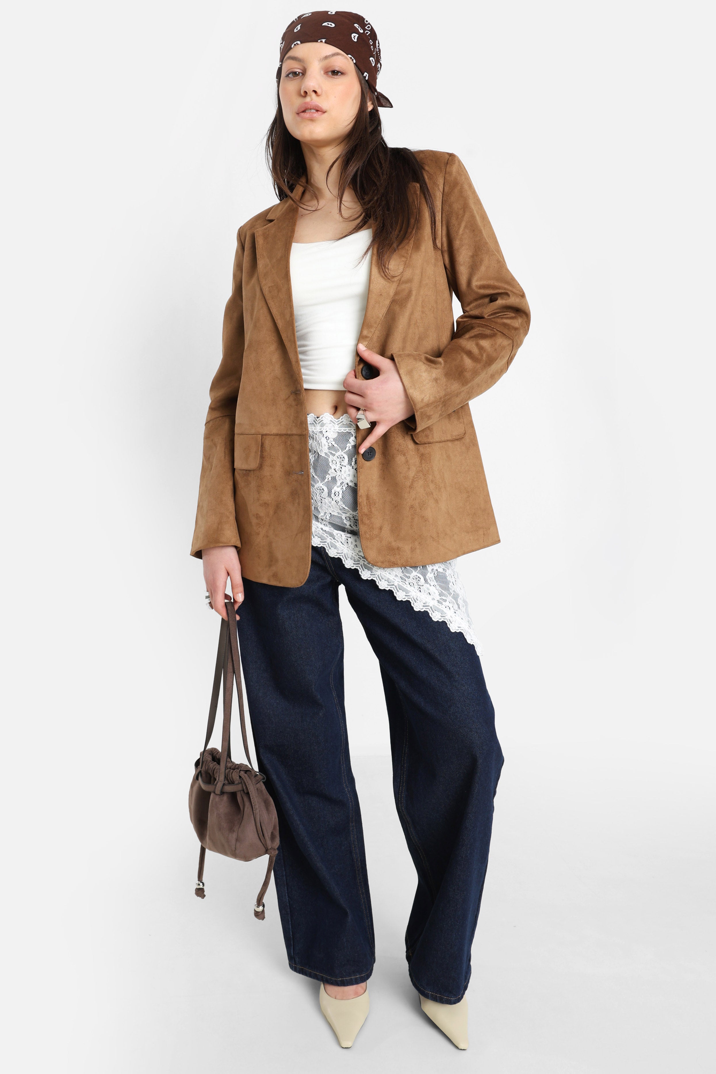 ONLTULIP Kunstwildleder Blazer - Cognac