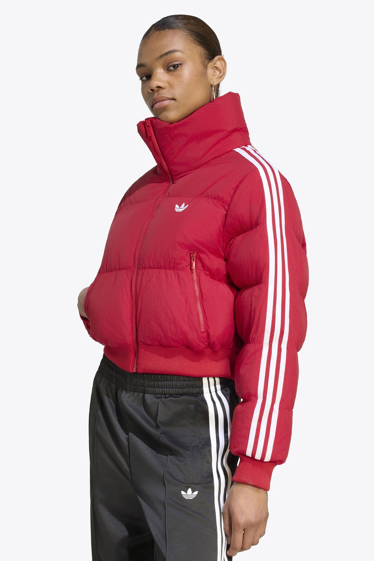 Crop Puffer Bomberjacke - Team Victory Red