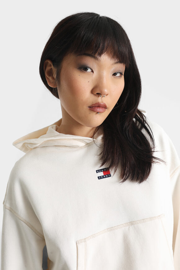 Tpstitch Badge Crop Kapuzensweatshirt - Ancient White