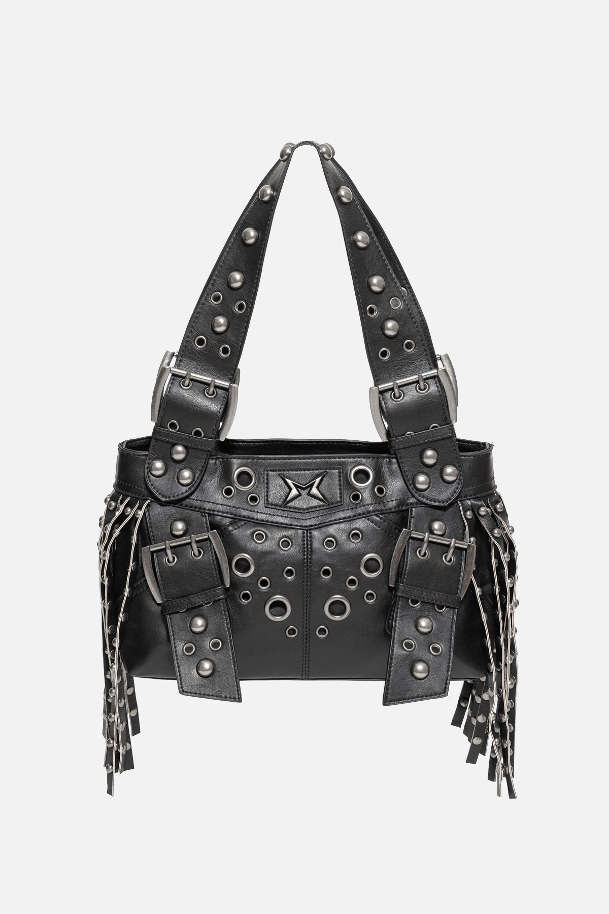 Fern Studded Fringe sac à main avec rivets - Black