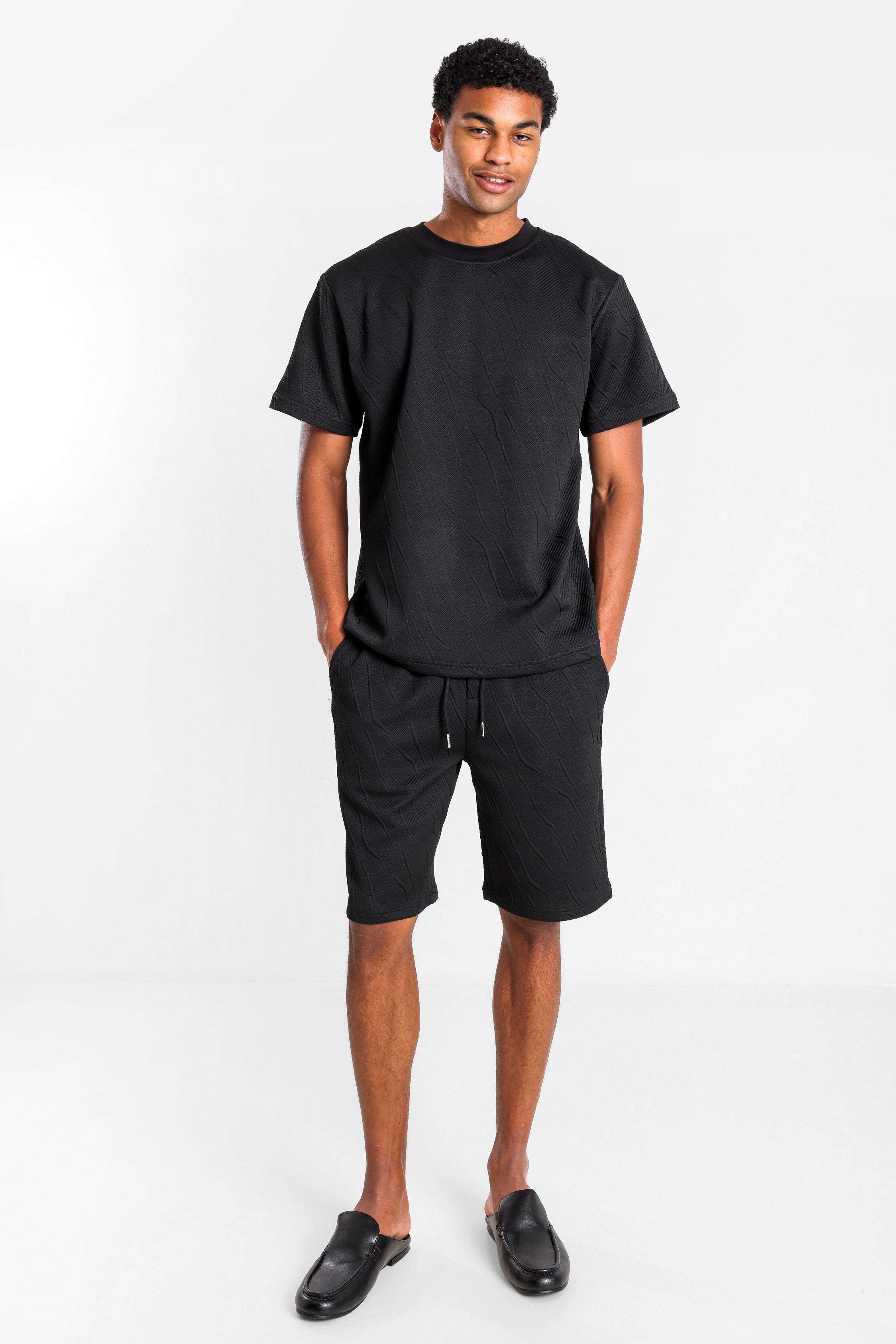 Strukturiertes T-Shirt - Black