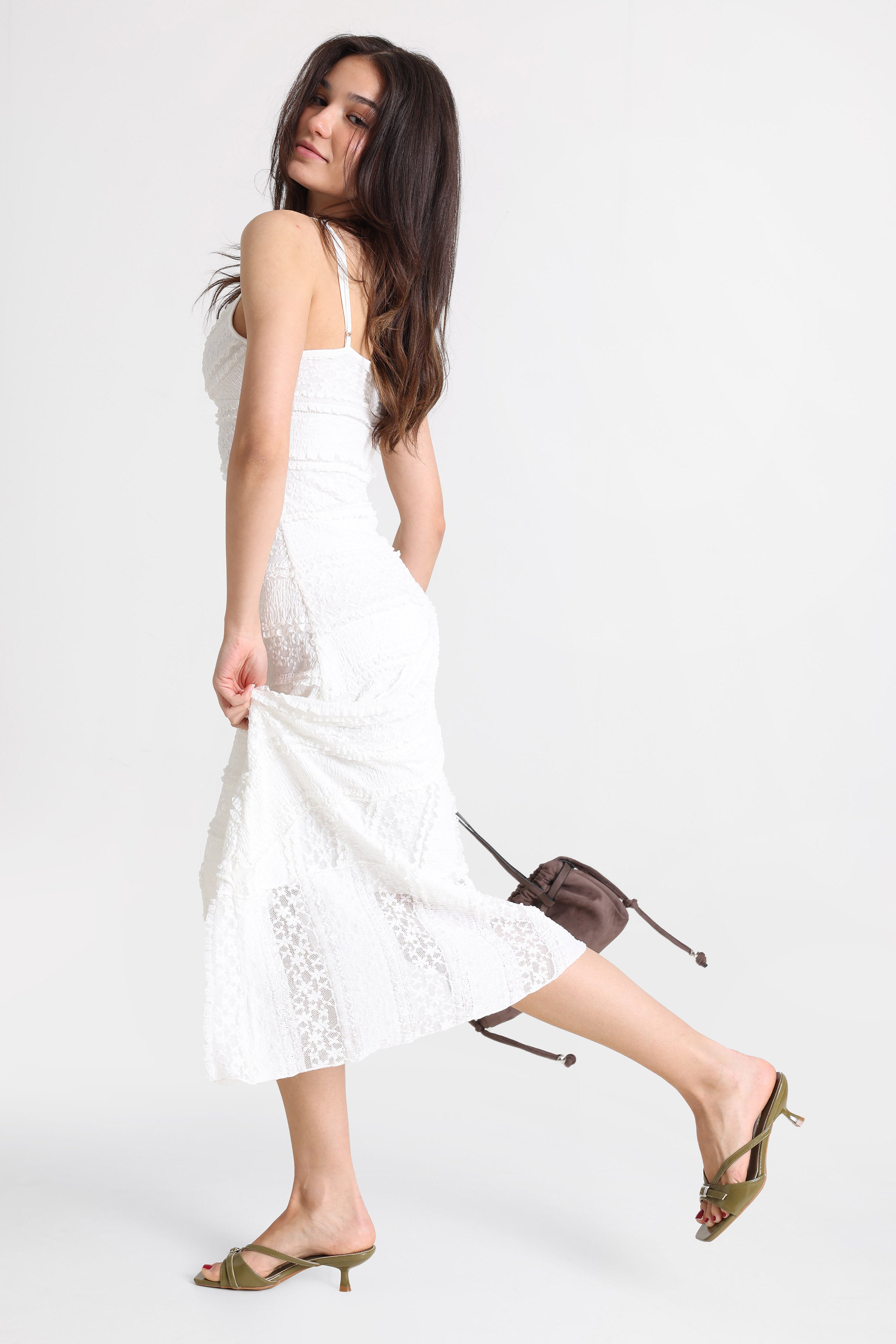 Midikleid aus Spitze - Offwhite